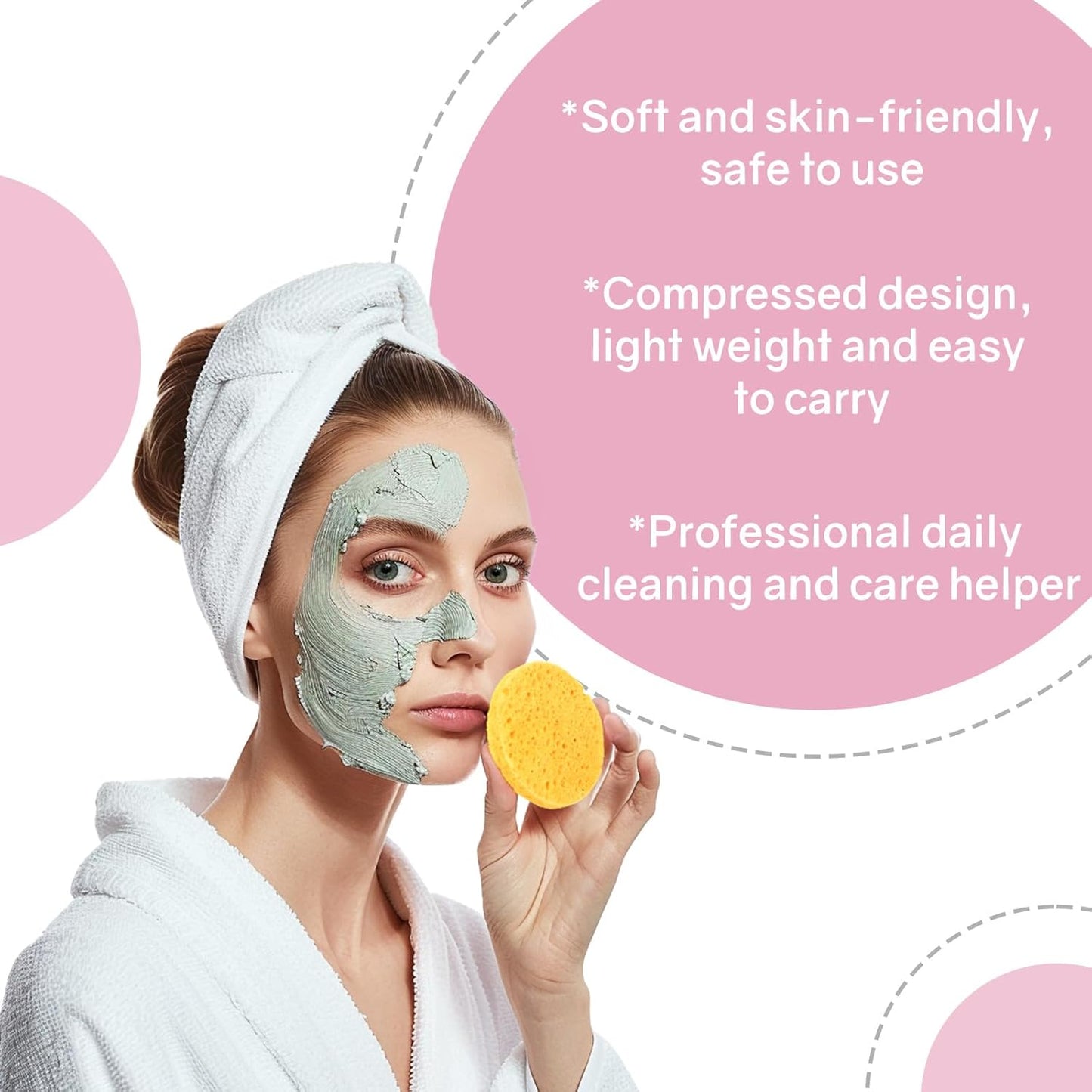 50-Count Compressed Facial Sponges,100% Natural Cellulose Cosmetic Make Up Sponges for Face Daily Facial Cleansing,Exfoliating,Makeup Removal(Yellow)