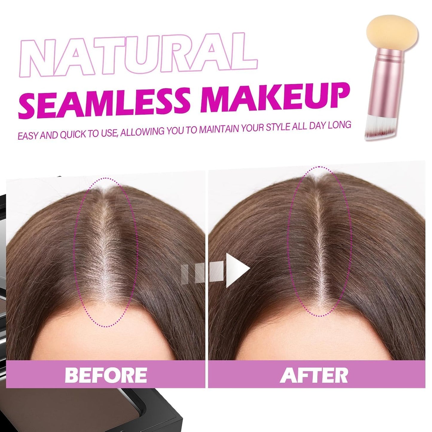 Acomler Root Touch Up Powder, Root Touch Up Hair Color, Talc-Free Hairline Powder for Thinning Hair, Gray Hair Coverage for Women Men, Includes Makeup Brush (Gray, 0.42oz)