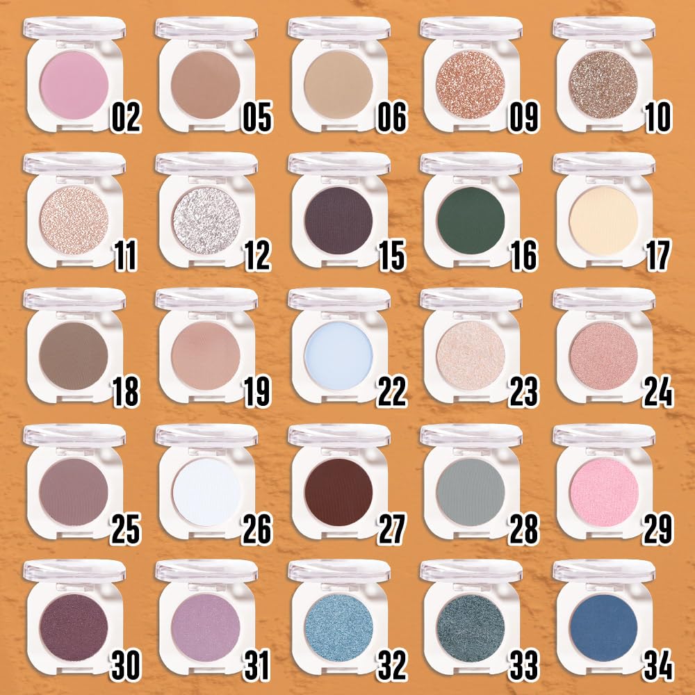 Light Brown Single Glitter Eyeshadow Makeup, Neutral Powde Eye Shadow for Women, Brown Shimmer Singles Eyeshadow Palette Pigmented Waterproof, sombras para ojos,Girls Monochrome Eyeshadows Gift