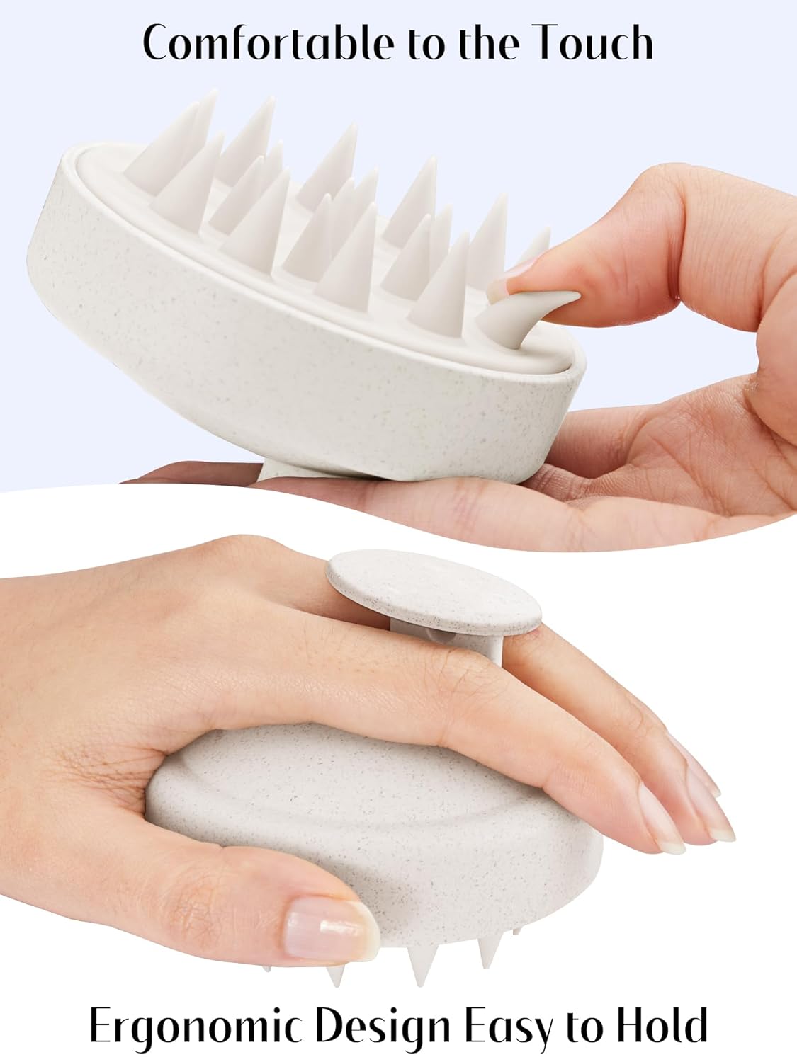 HEETA Scalp Massager Hair Growth 2-Pack, Silicone Scalp Scrubber Shampoo Brush for Exfoliation Dandruff Removal Head Massage Stress Relax, Wet & Dry Use for Women Men Hair Care, Wheat Straw Material