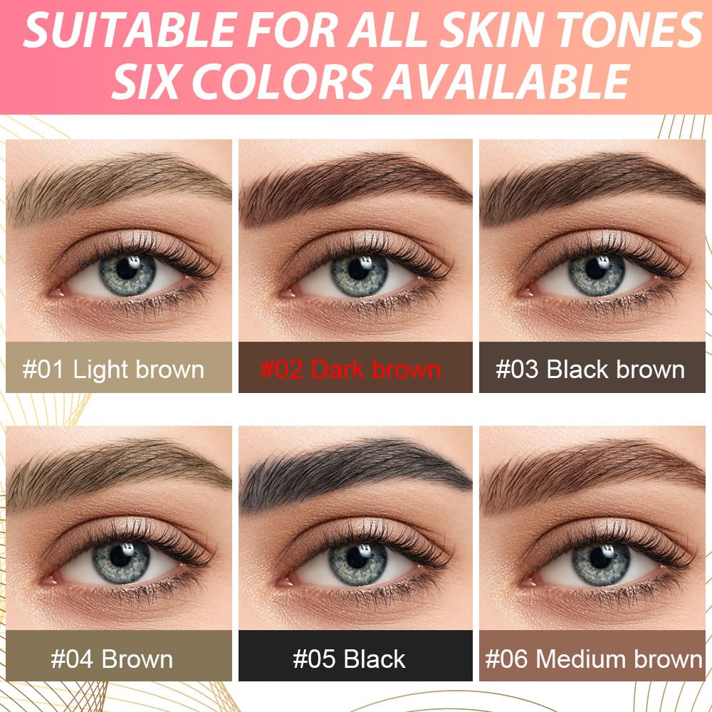 evpct 1Pcs Dark Brown Magic Microblading Dual-Ended Eyebrow Contouring Pen Brow Pencil, with 4 Brush Micro-Fork-Tips Applicator and Precise Brush-Tip, Hair Like Strokes, Dual-ended Eyebrow Brush
