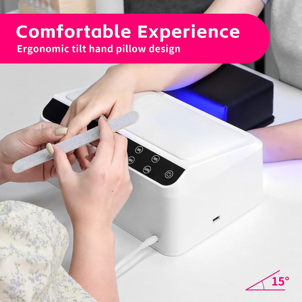 Missshine UV Nail lamp 72w 66 Dual Source Beads, Large Space uv Light for Gel Nails with Tilting Hand Pillow and Smart Touch Screen, Mirror Removable Base Nail lamp with 4 timers and Built-in USB