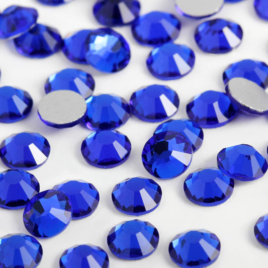 2000PCS SS16 Flatback Rhinestones | 12-Facet Diamond-Cut Glass Gems for Nail Art, Clothing, DIY Crafts |Glue-On Decoration Stones with Silver Backing(Sapphire)