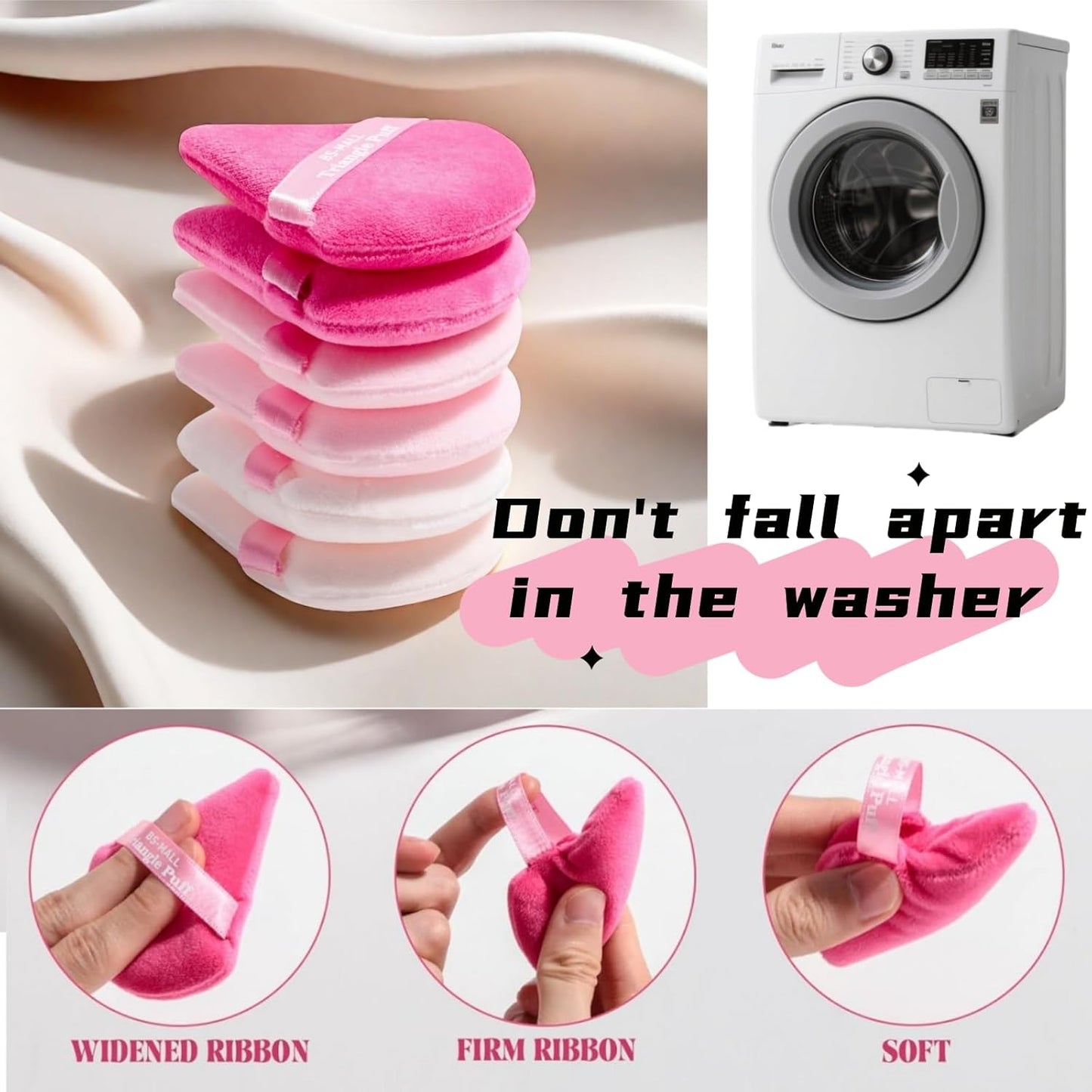 BS-MALL Professional Makeup Sponges Triangle Puff 49 Pcs- Pro V3.0 Cloud Technology Makeup Sponge Material Flawlessflow Mini Sponge Set & Triangle Puff With Waterproof Travel Silicone Bag Gift Set