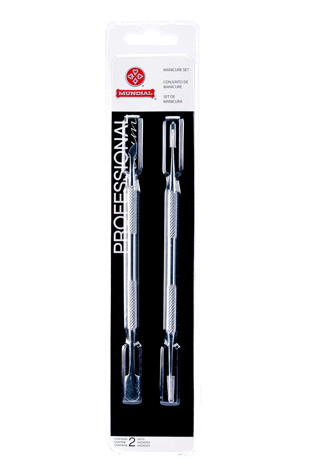 Mundial 2-Piece Cuticle Pusher and Manicure Pedicure Stick Set - Nail Care Tools for Perfect Cuticles and Quality Manicures