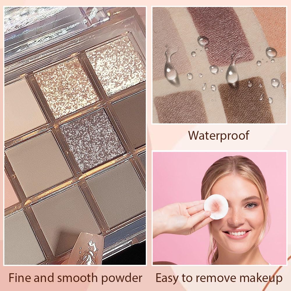 12 Girds Colorful Matte Shimmer Eyeshadow Palette for Eye Makeup,High Pigmented Eye Shadow Primers Powder Palet de sombras de ojos 12-A