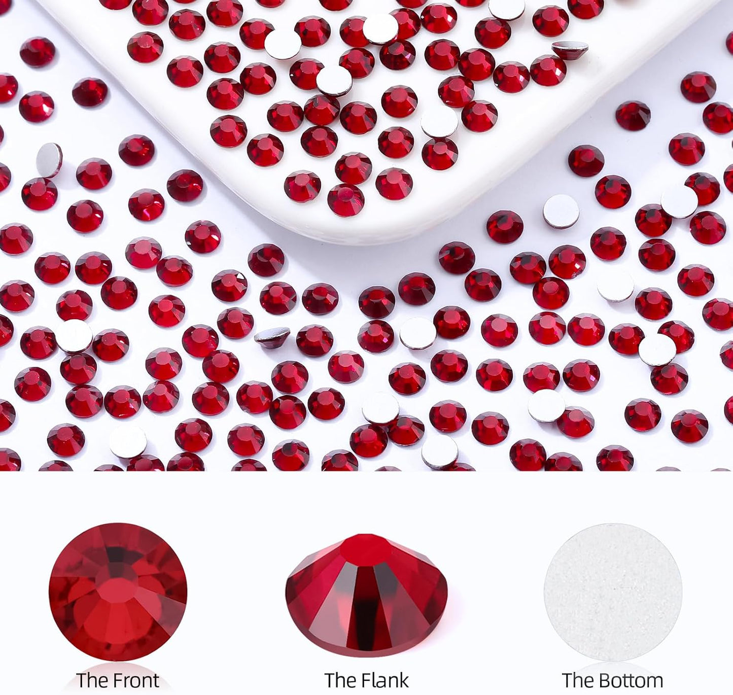 Siam Flatback Rhinestones, Glass Rhinestones for Nail Art and Craft, Glue Fix, Loose Crystal Gemstones(Siam, SS30, 288pcs, 6.4-6.6mm)