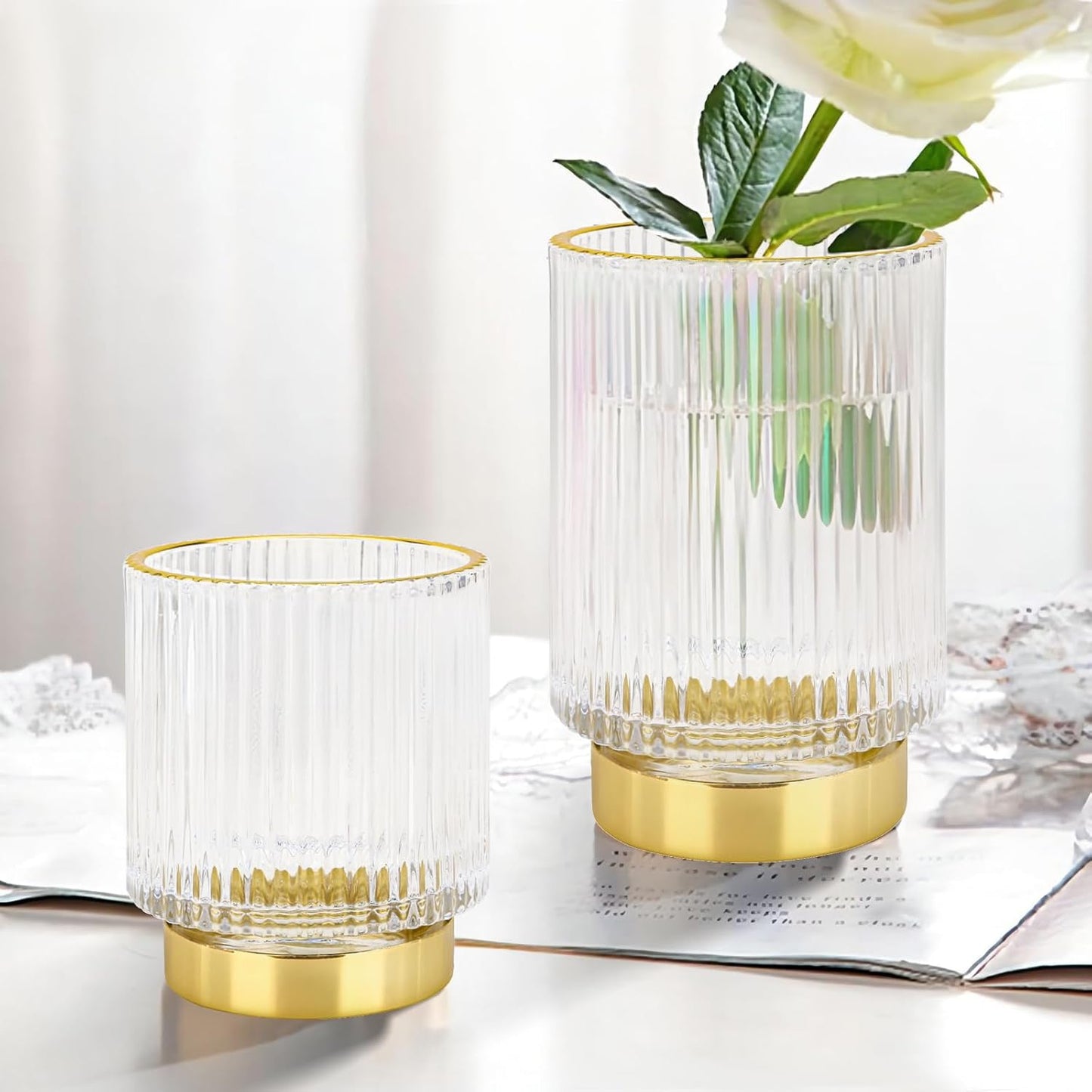 Crystal Glass Makeup Brush Holder Organizer – Clear Vanity Counter Brush Storage Cup
