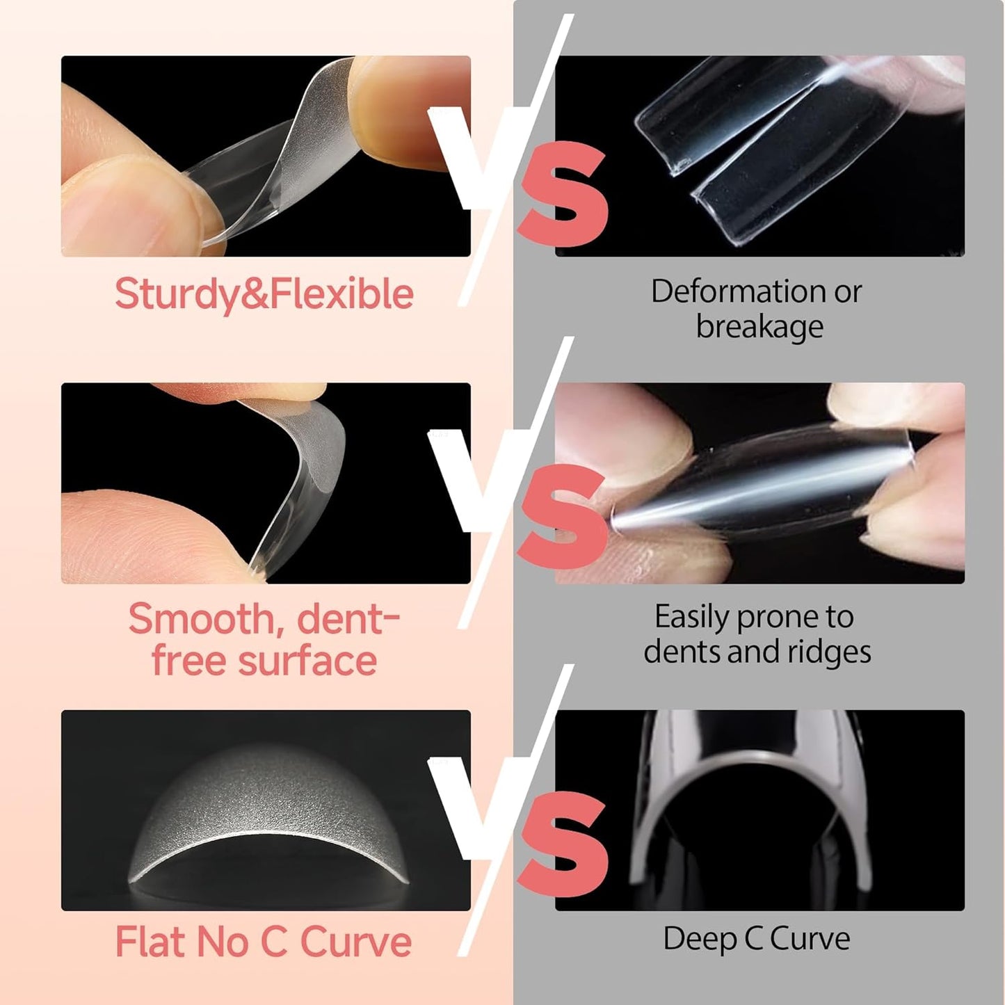 UNA GELLA Stiletto Gel Nail Tips: Full Cover 312Pcs No C Curve Halloween Stiletto Nail Tips Pre-buff Press On Nails Half Matte Almond Gel Tips for Nail Extension DIY Salon 12 Sizes