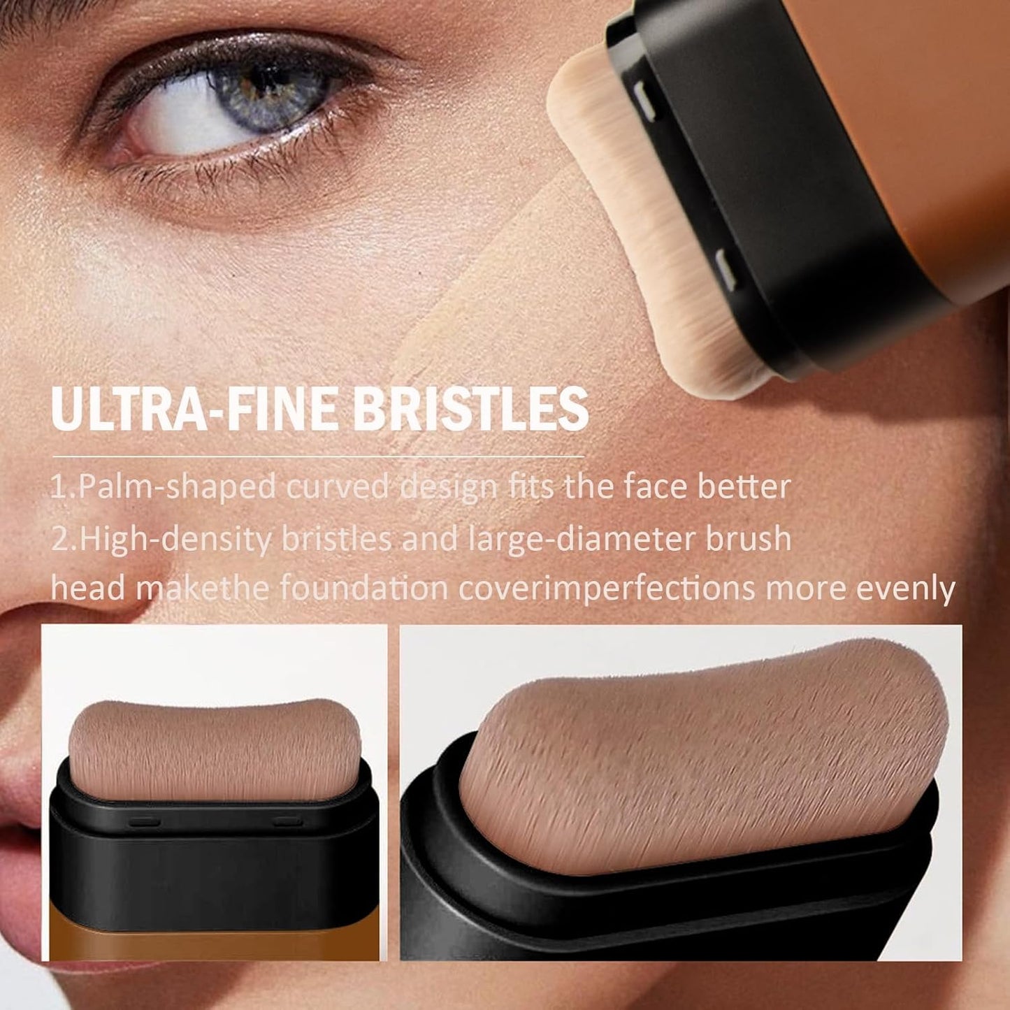 Face Foundation Concealer Stick,2-in-1 Long-wear Lightweight Contour Brighten Stick Blemish with Brush, Waterproof, Hydrating Full Coverage Dark Circles & Blemishes(4# Wheat Color)