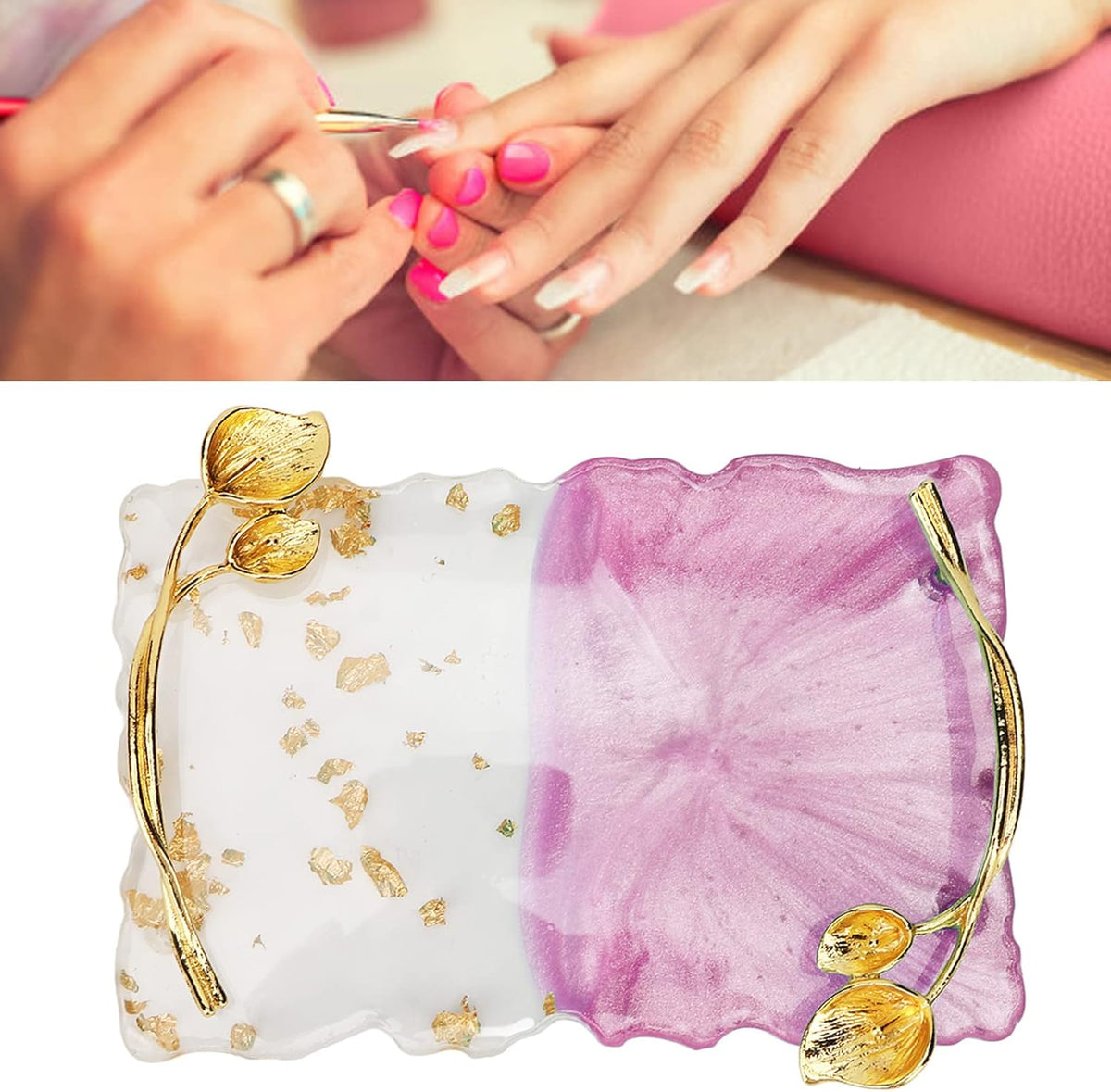 Resin Nail Palette Nail Palette Nail Art Makeup Display Board Manicure Stand Manicure Palette Nail Art Color Manicure Nails DIY Tool (Pink)