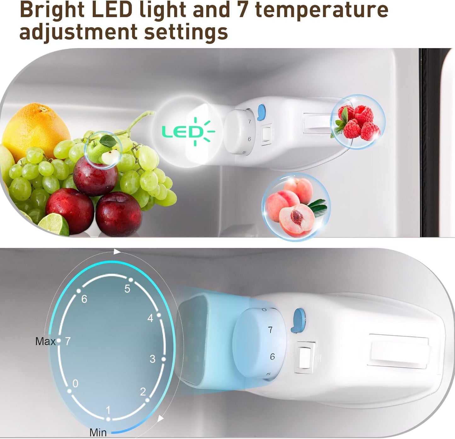 Mini Fridge with Freezer, 3.2 Cu. Ft. Small Fridges with Freezer, Refrigerators Adjustable Thermostat, Apartment Size Refrigerator with Freezers for Office, Apartment, Dorm, Kitchen, Silver