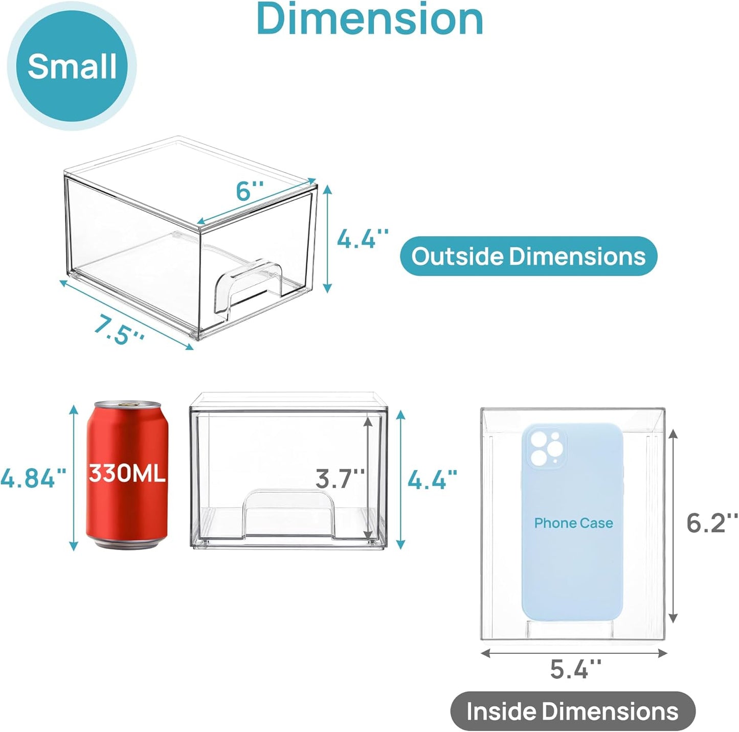 Clear Stackable Acrylic Storage Drawers (8-Pack) – Small Pull-Out Organizers for Vanity, Bathroom & Cabinets