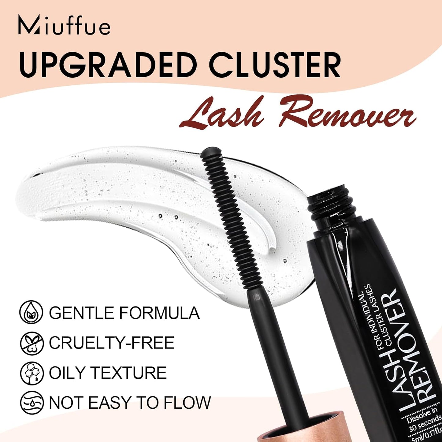 Deep Cleansing Cluster Lash Remover, Eyelash Glue Remover for Individual False Lashes, 15s Fast Removal, Safe Ingredients, Cruelty-Free, 0.17 fl oz
