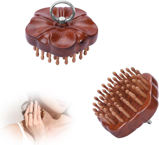 Wooden Scalp Massager for Hair Growth & Detangling - Wide Tooth Wooden Hair Brush with Body Massage Nodes, Stress Relief & Improved Blood Flow