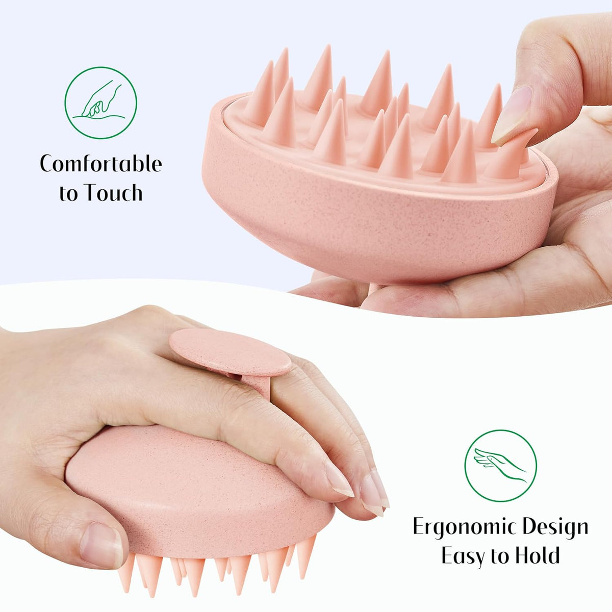 HEETA Scalp Scrubber Shampoo Brush, Scalp Massager Tool for Hair Growth, Soft Silicone Bristles for Dandruff Removal Wet Dry Use Women Men Kids Pet, Fit All Hair Types Care, Pink