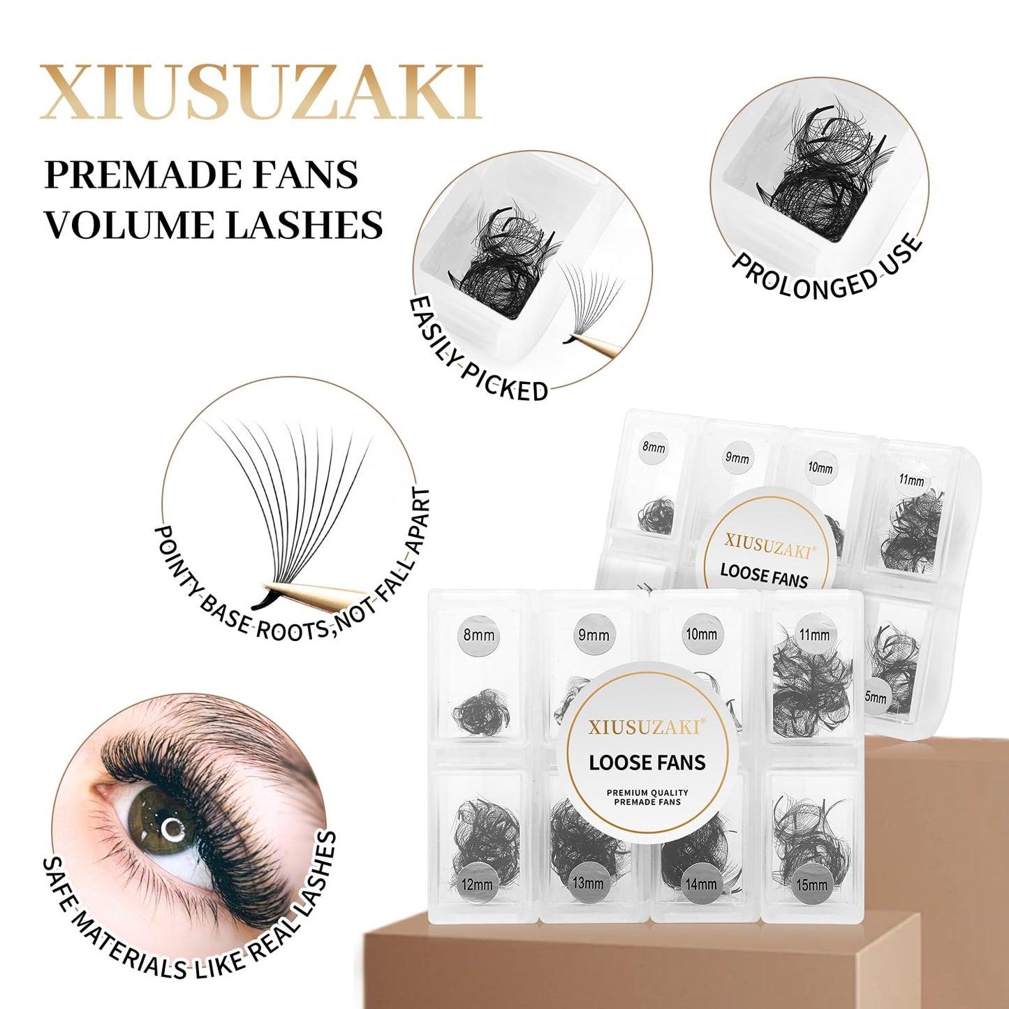 Premade Fans Eyelash Extensions 600 Fans 10D Volume Lash Extensions 0.03 Thickness Eyelash Extension D Curl Premade Lash Fans Mix 8-15mm Fluffy Soft Handmade Loose Fan(600Fans-10D-0.03-D,8-15mm)