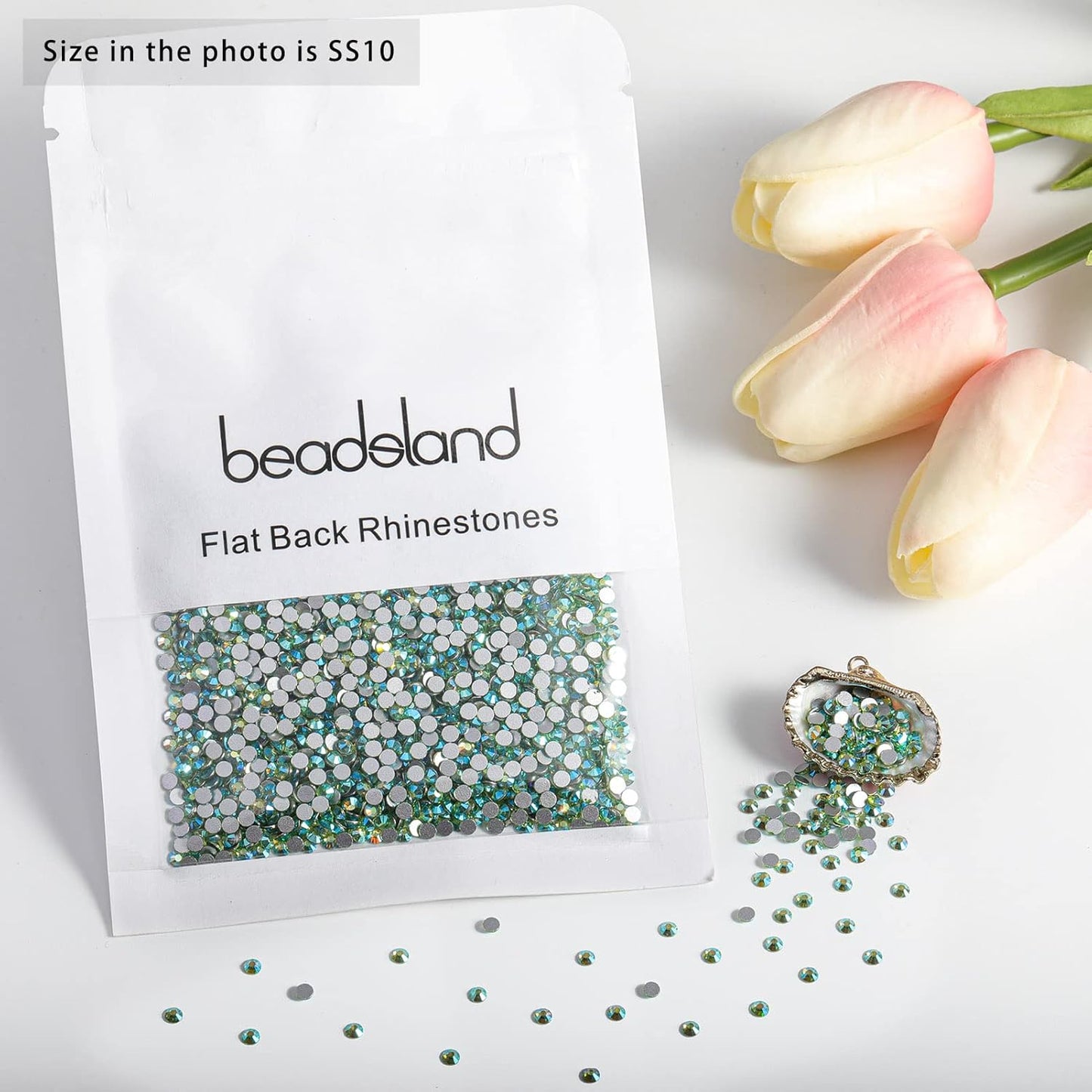Beadsland 1440 Pieces Flat Back Crystal Rhinestones Round Gems,Peridot AB,SS10,2.7-2.9mm