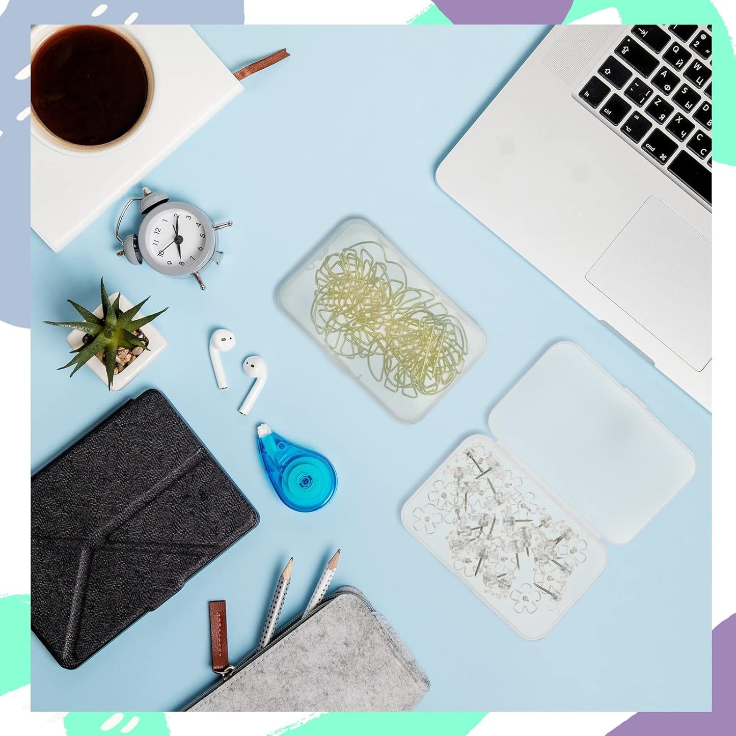 ISKYBOB 6 Packs Rectangle Small Clear Plastic Storage Containers Box Case with Hinged Lid Crafts Organizer for Crayons, Bobby Pin, Beads(3.4 x 2.2in)