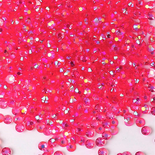3000 Pieces SS6 2mm Flatback Rhinestones AB Clear Round Gems Crystals for Nail Art DIY Crafts Clothes Shoes Bags （Transparent Light Rose Red AB）
