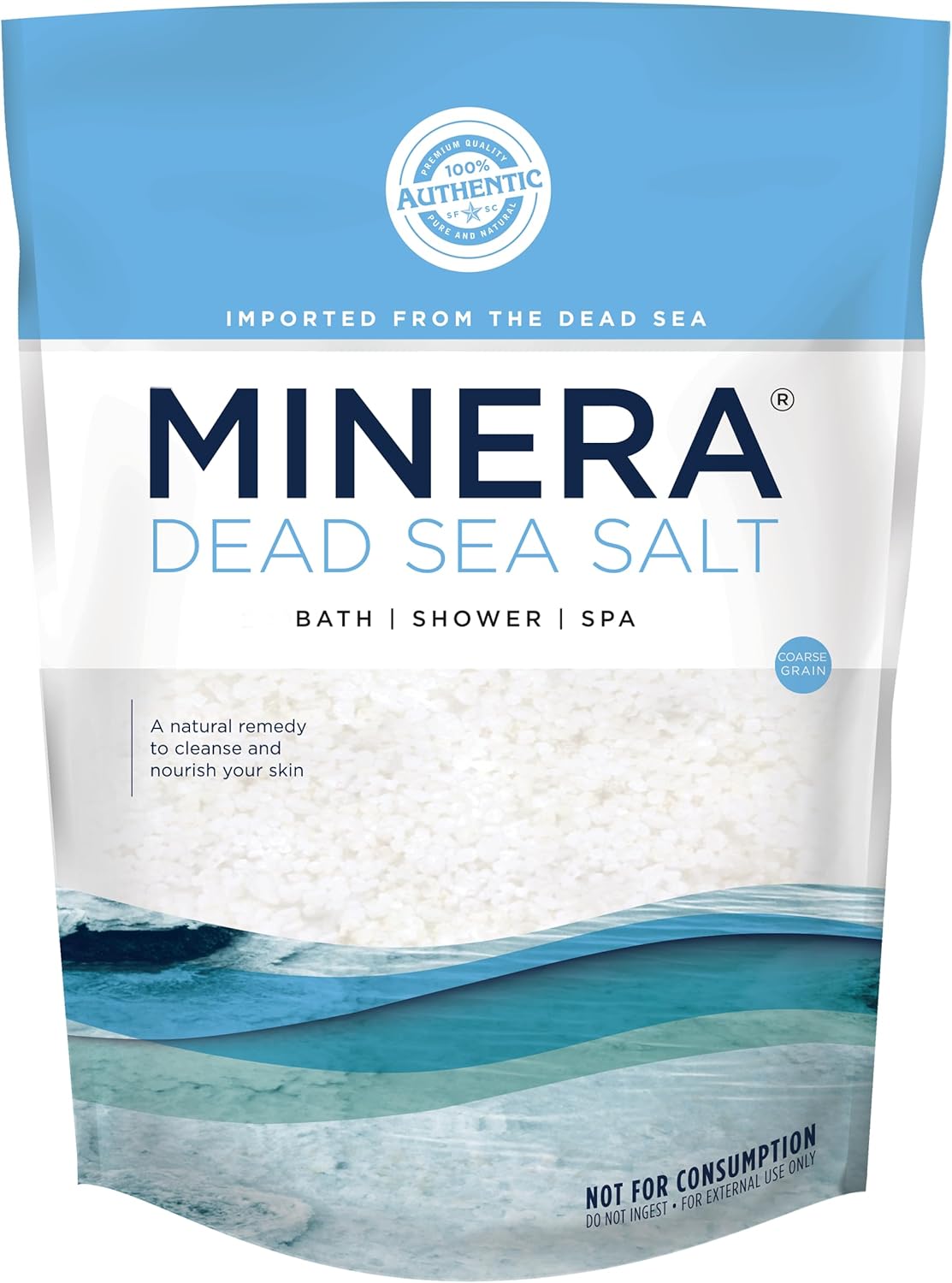 Minera Coarse Grain Dead Sea Salt for Bath & Soaking – 19 lbs, Fast-Dissolving, 100% Pure & Natural, Unscented, Skin-Nourishing Bulk Sea Salt
