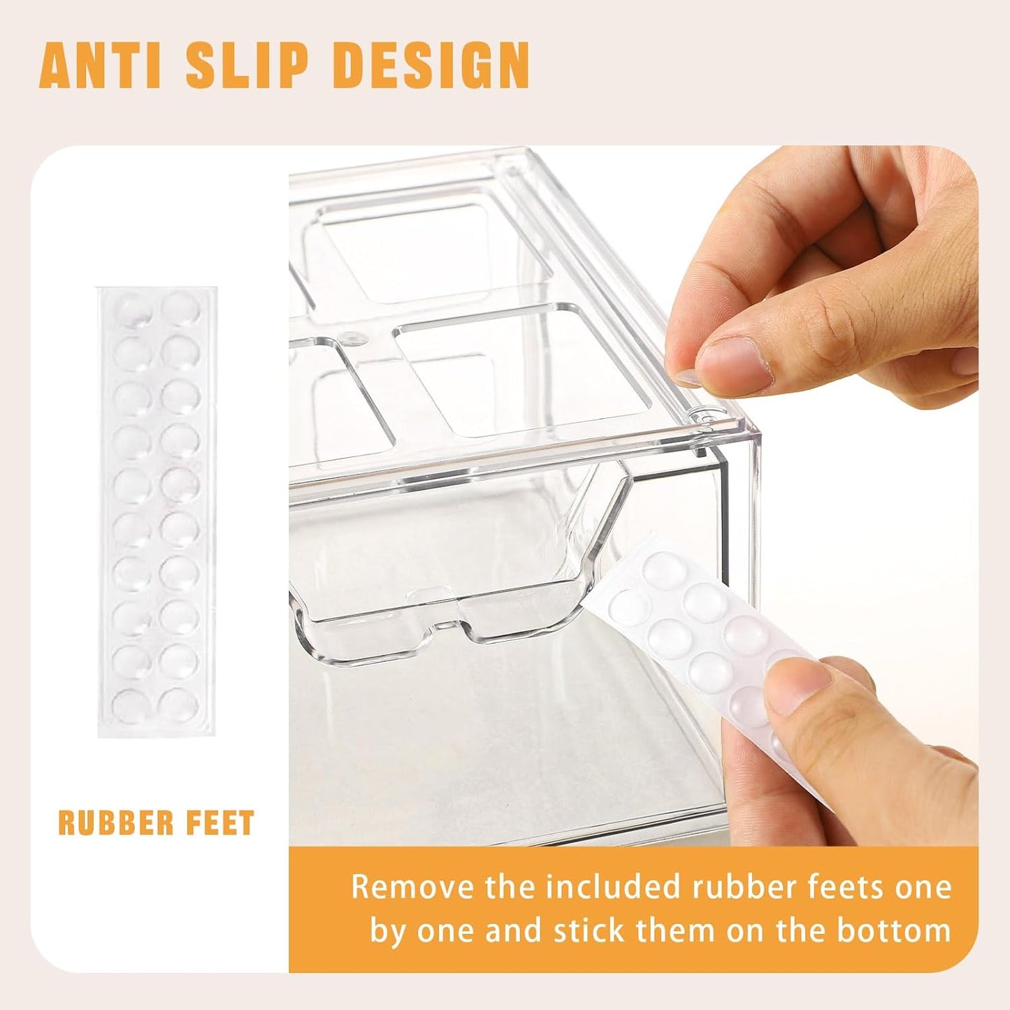 3 Piece Clear Stackable Acrylic Drawer Organizer Set for Vanity Bathroom Cabinet Storage