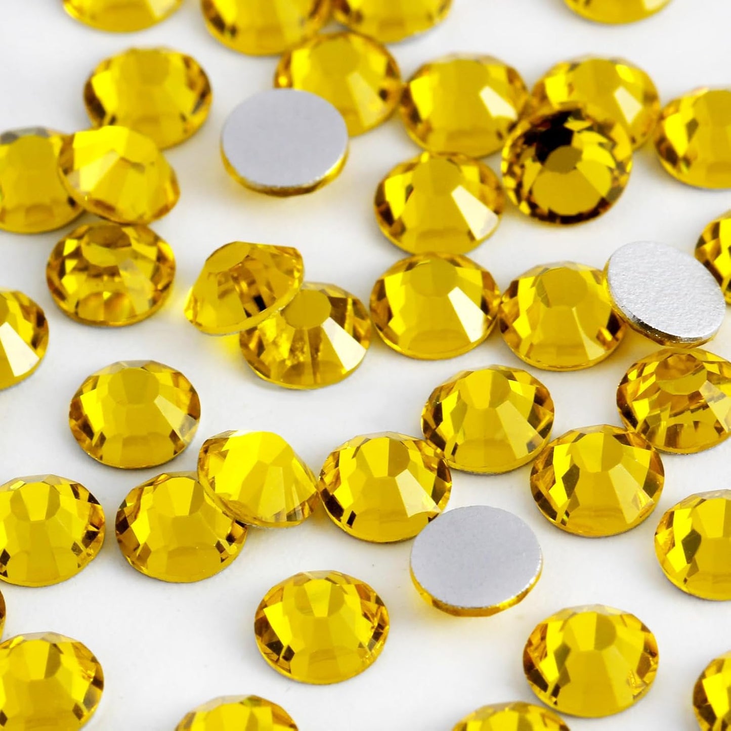 3000PCS SS8 Flatback Rhinestones | 12-Facet Diamond-Cut Glass Gems for Nail Art, Clothing, DIY Crafts |Glue-On Decoration Stones with Silver Backing(Citrine)