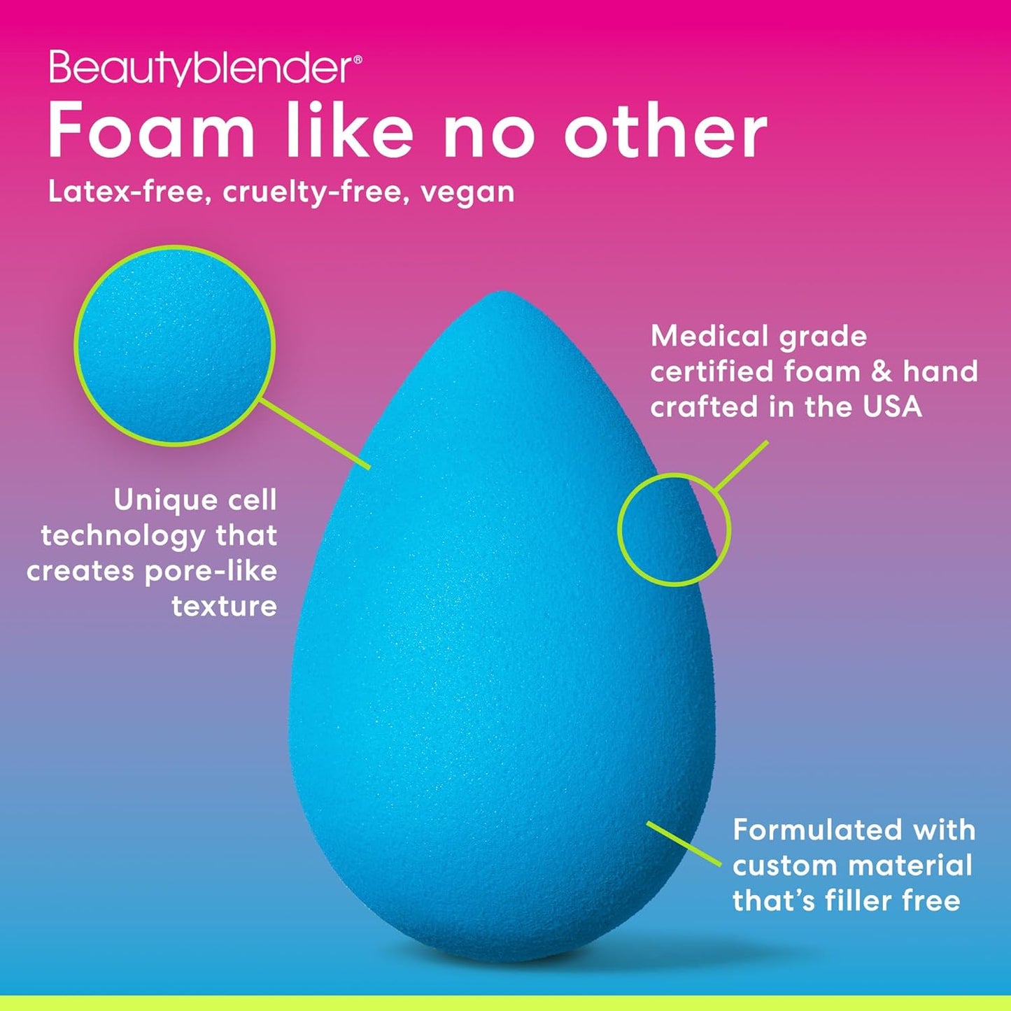 Beautyblender® | Topaz Sky Beauty Blender Makeup Sponge, Super-Soft Foam Easily Blends Foundations, Powders & Creams, Made in USA, Reusable, Washable, Streak Free Application, Vegan, Cruelty Free
