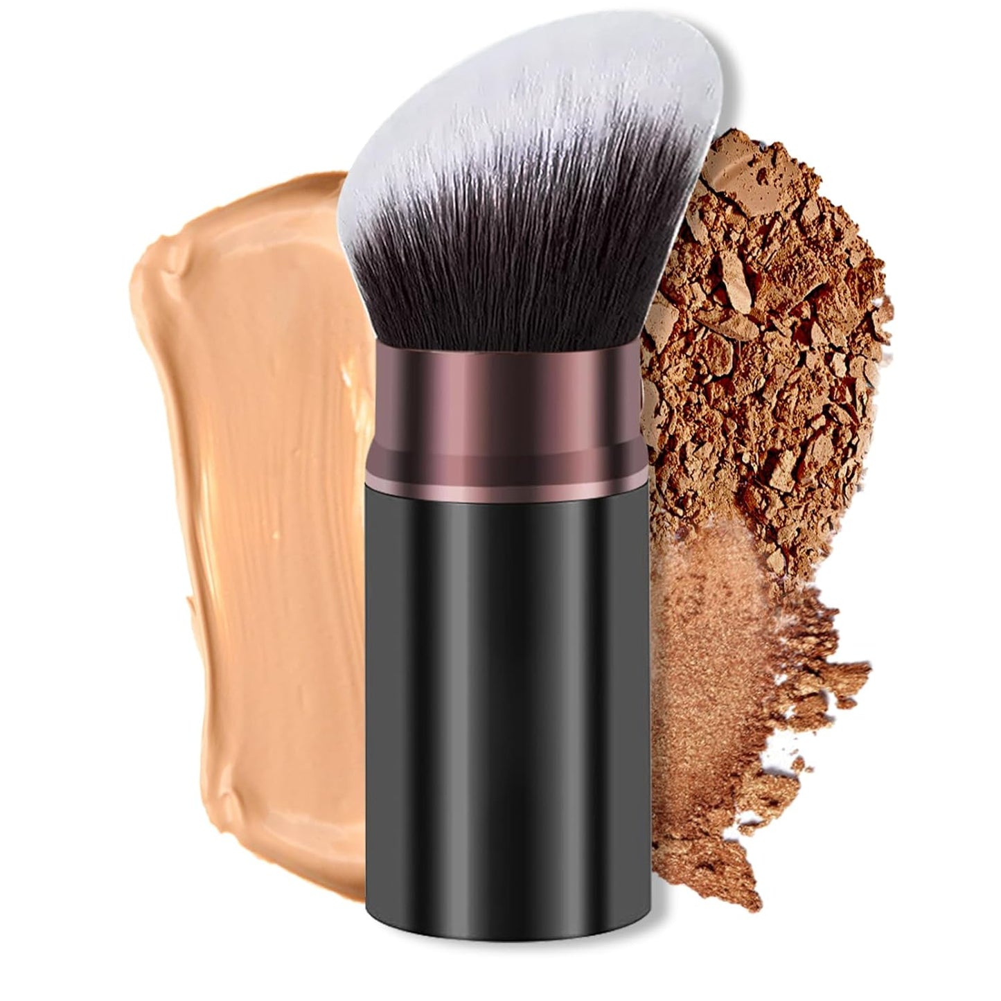 Retractable Kabuki Makeup Brush,Face Blush Brushes Powder Foundation Makeup Brush for Blending Liquid, Blush, Bronzer, Buffing, Sunscreen,Flawless Cosmetics