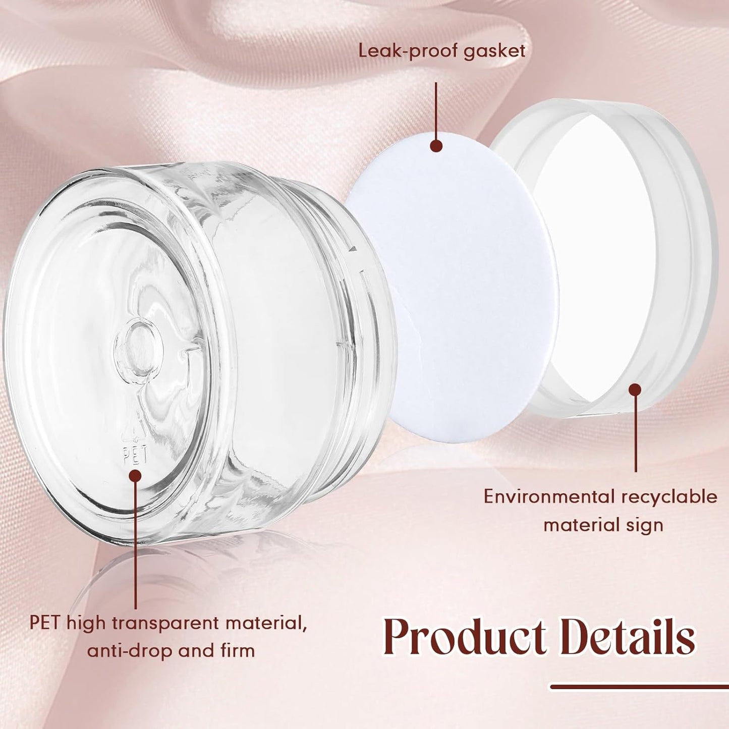 SATINIOR 100 Pcs Plastic Jars with Lids Small Containers Lids Wide Mouth Small Plastic Containers for Lotion Cream Rhinestones Body Butters Travel Storage(1 oz,Clear)