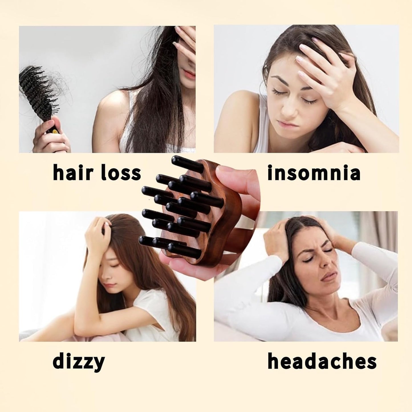 Wood Comb for Hair Growth | Wooden Scalp Massager Tool | Hair Massager | Scalp Massager Hair Growth | Head Massager Scalp Stress Relax Wood (star-16teeth)