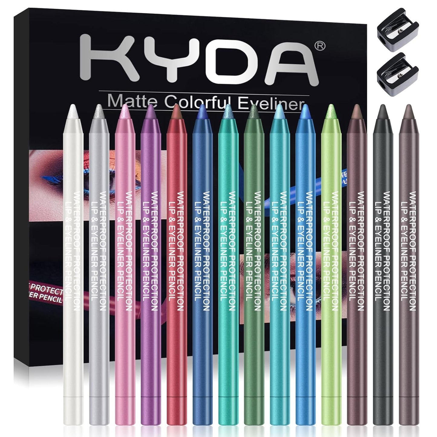Ownest 14 Colors Eyeliner Pen Set,Pearl Eyeliner Kit Metallic Eyeliner Pencil Glitter Eyeliner for Women Eye Liner Professional Eye Makeup Set Colorful Eyeliner Eye Color