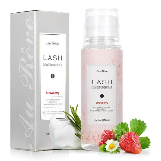 Lash Shampoo Concentrate 100ml Lash Extension Cleanser Oil-Free Eyelash Extension Shampoo with Salon Home Care -Makes 20 Bottles 60ml Eyelash Cleaner,Strawberry