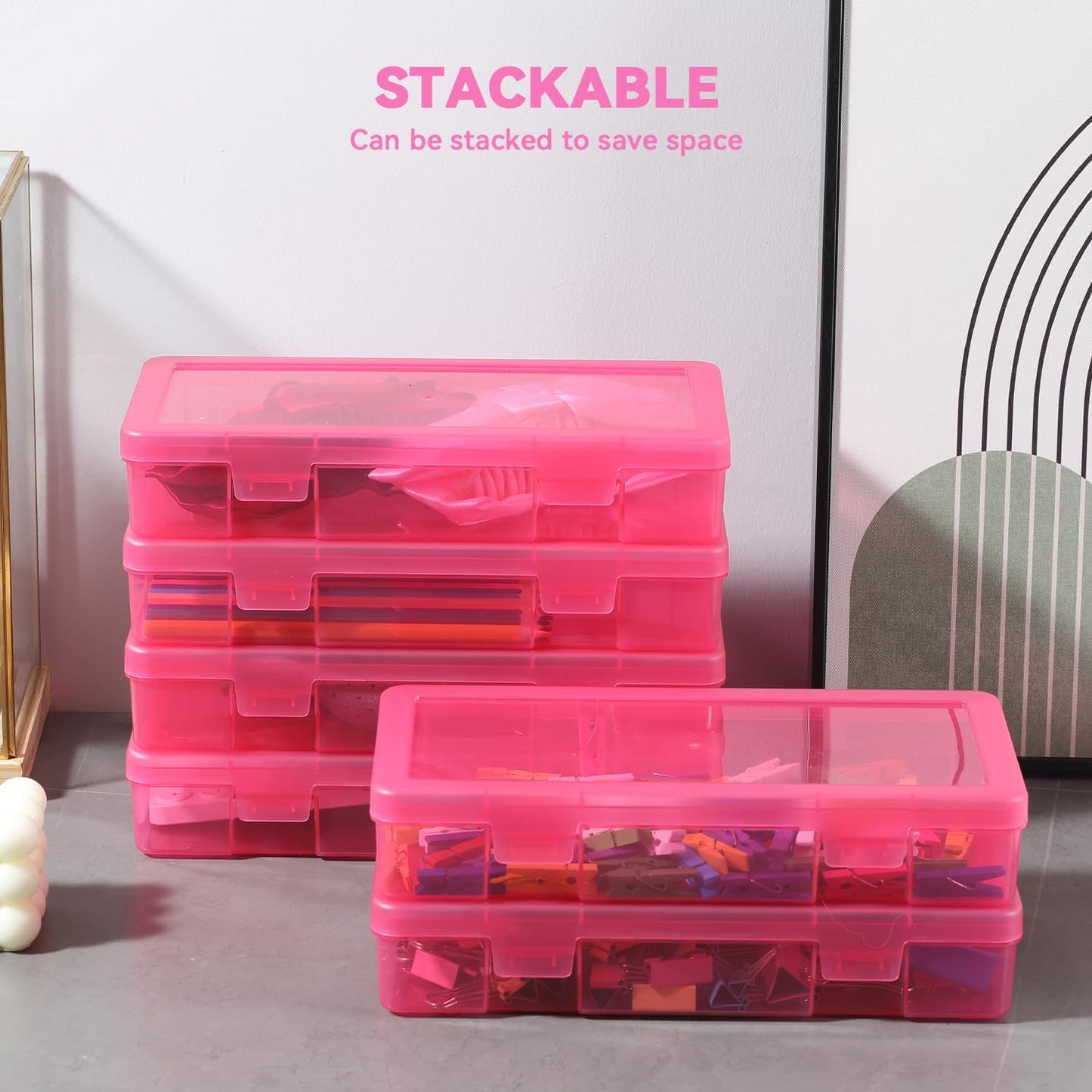 9 Pack Plastic Storage Containers Color Arts & Crafts Storage Boxes & Organizers Stackable Containers With Lids For Organizin (Set 7)