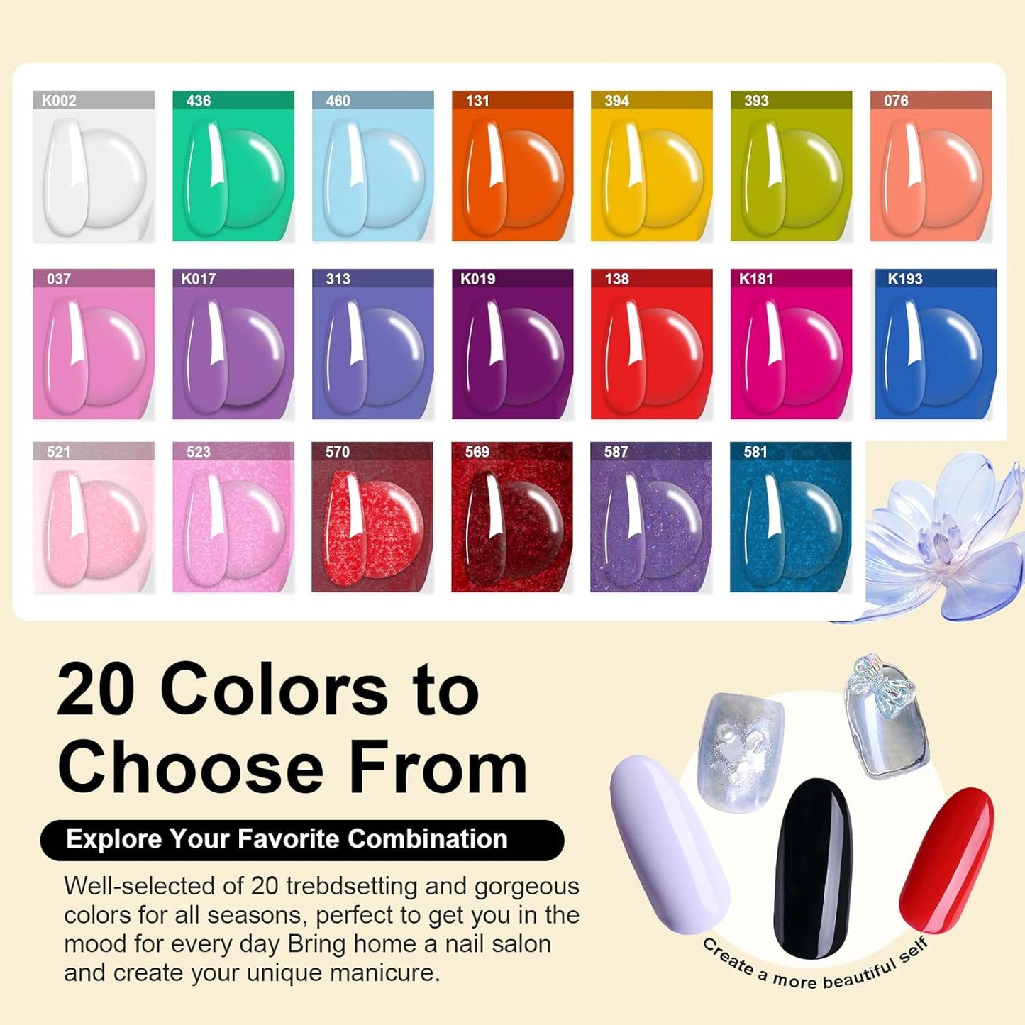 Summer Dip Powder Nail Kit Starter, 20 Neon Bright Blue Yellow Colors with Dipping Powder Base/top Coat Activator Liquid Set No Needed Nail Lamp Curing for French Nail Art Salon DIY Home