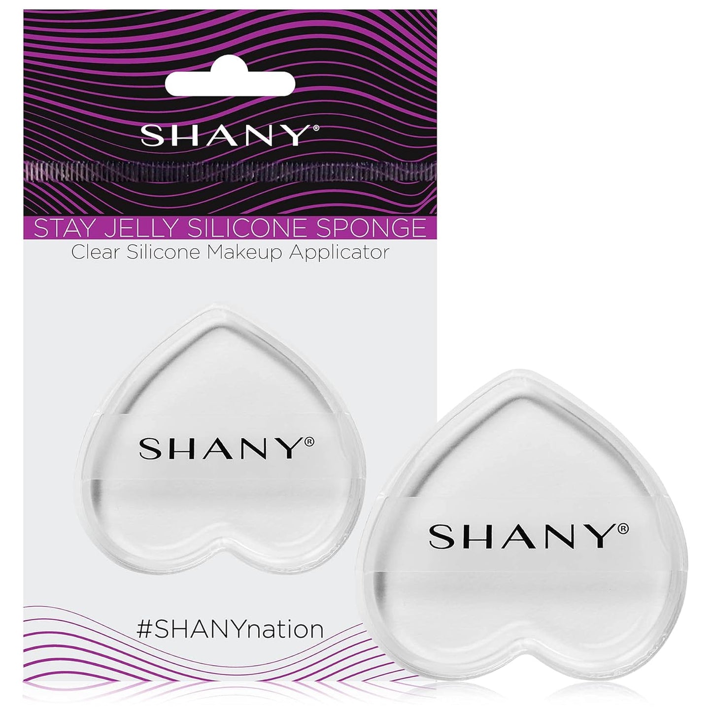 SHANY Stay Jelly Silicone Sponge - Clear & Non-Absorbent Makeup Blending Sponge for Flawless Application with Foundation - HEART (Pack of 2)