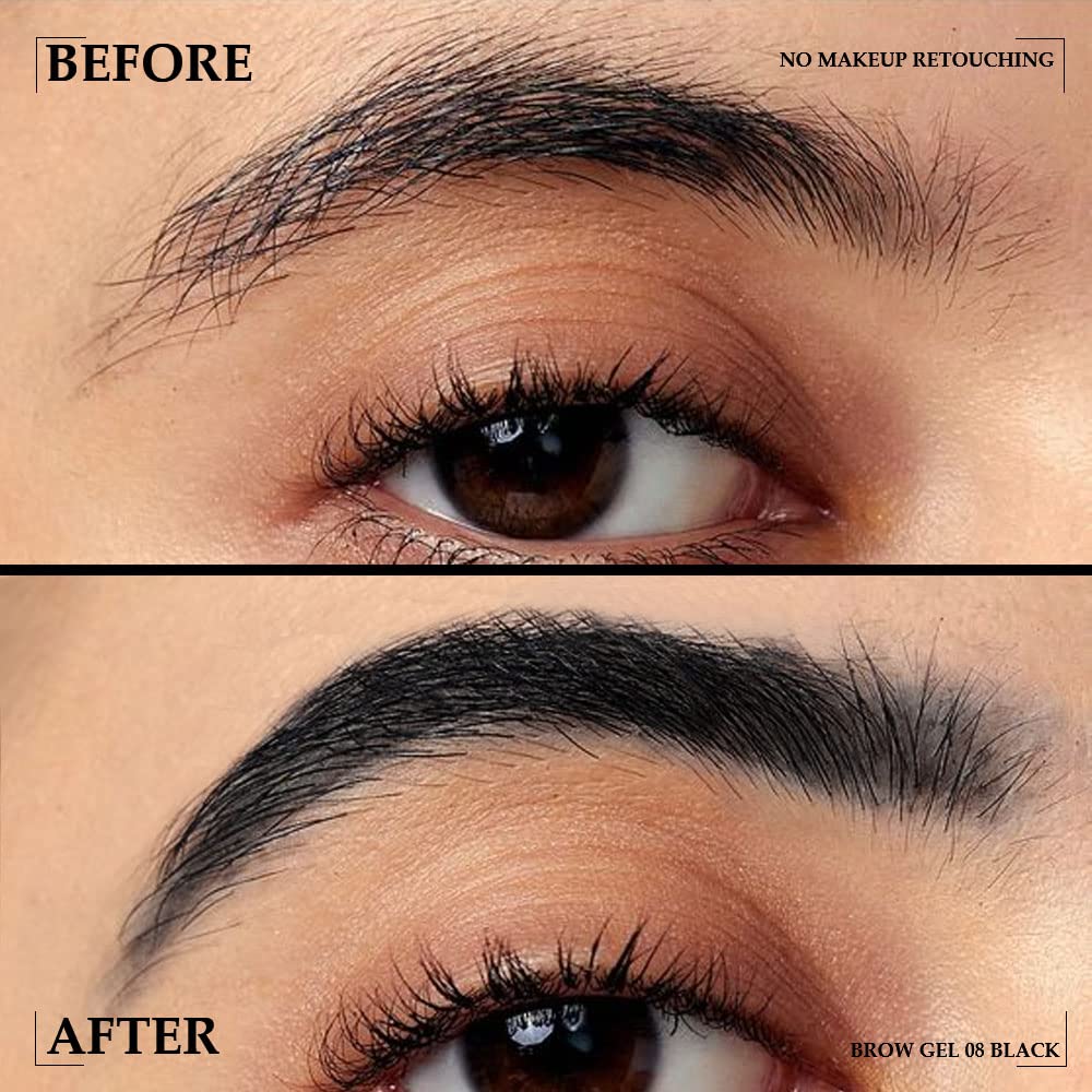 Kaely Thickening Brow Mascara,Tinted Eyebrow Gel Waterproof,Eyebrow Color Makeup,Brow Fast Sculpt,Vegan,Cruelty Free,maquillaje gel para cejas a prueba de agua,08 Black