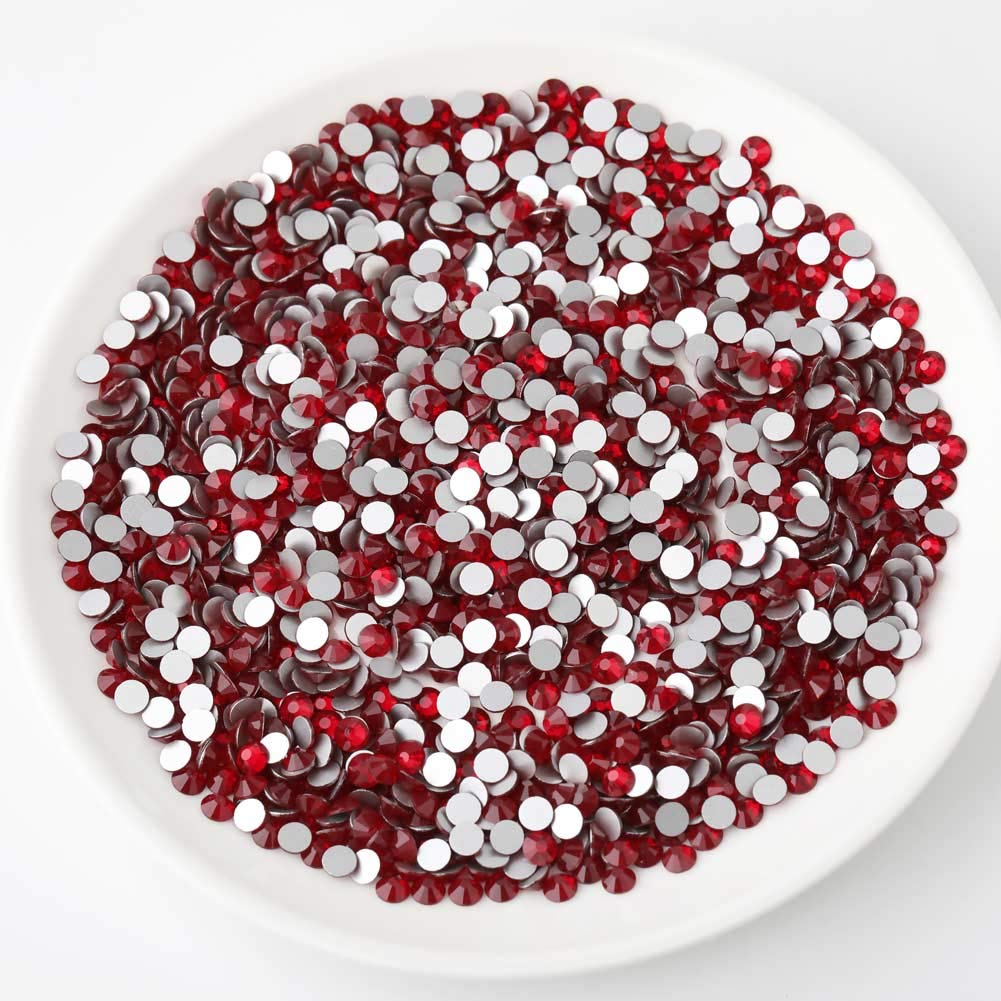 Beadsland 144pcs Flat Back Crystal Rhinestones Round Gems for Nail Art and Craft Glue Fix, Dark Siam, SS40, 8.4-8.7mm