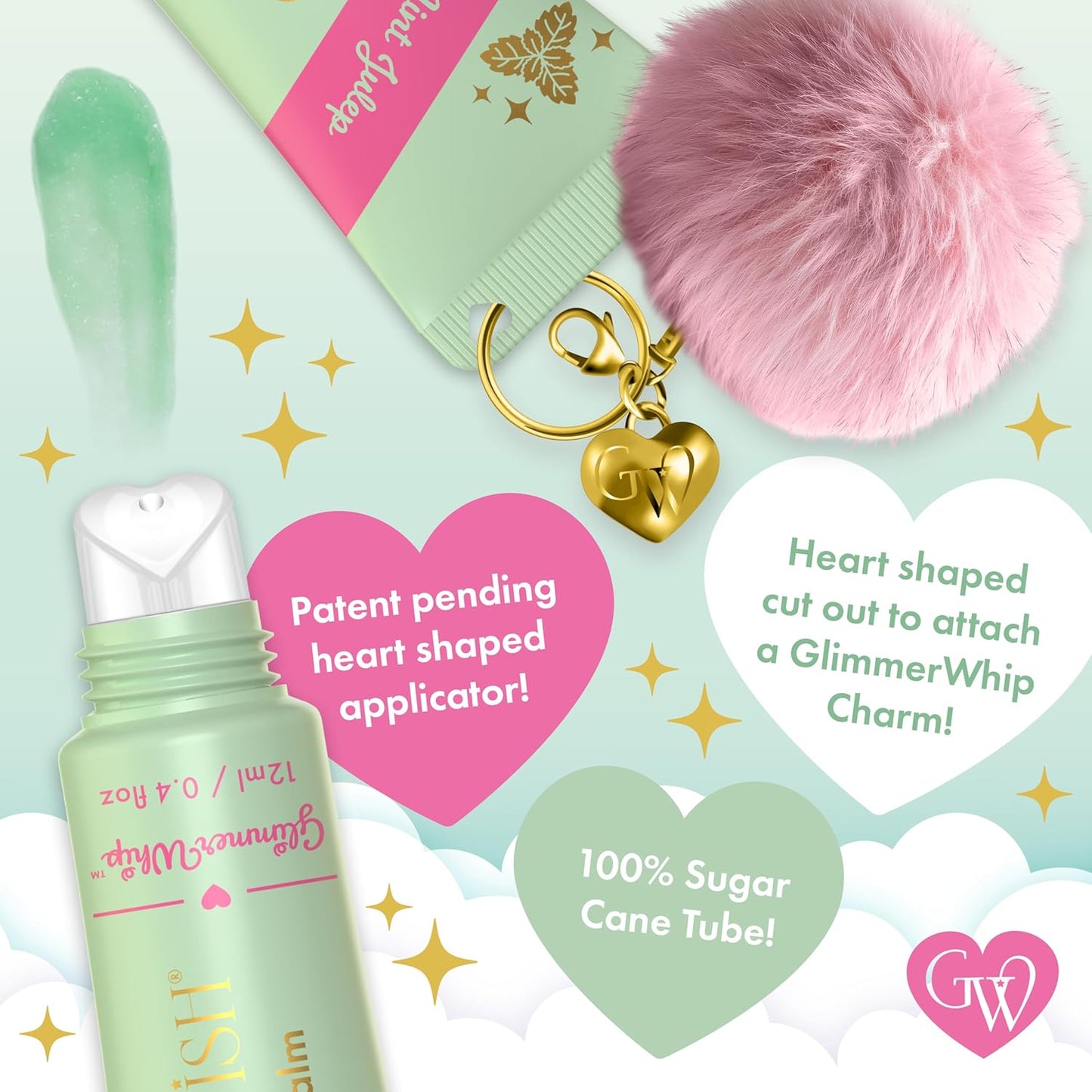 Glimmer Wish Glimmer Whip Hydrating Lip Balm – Organic Castor & Jojoba Oils, Shea & Cocoa Butters – Vegan, Non-Toxic, Moisturizing Lip Care (Mint Julep)