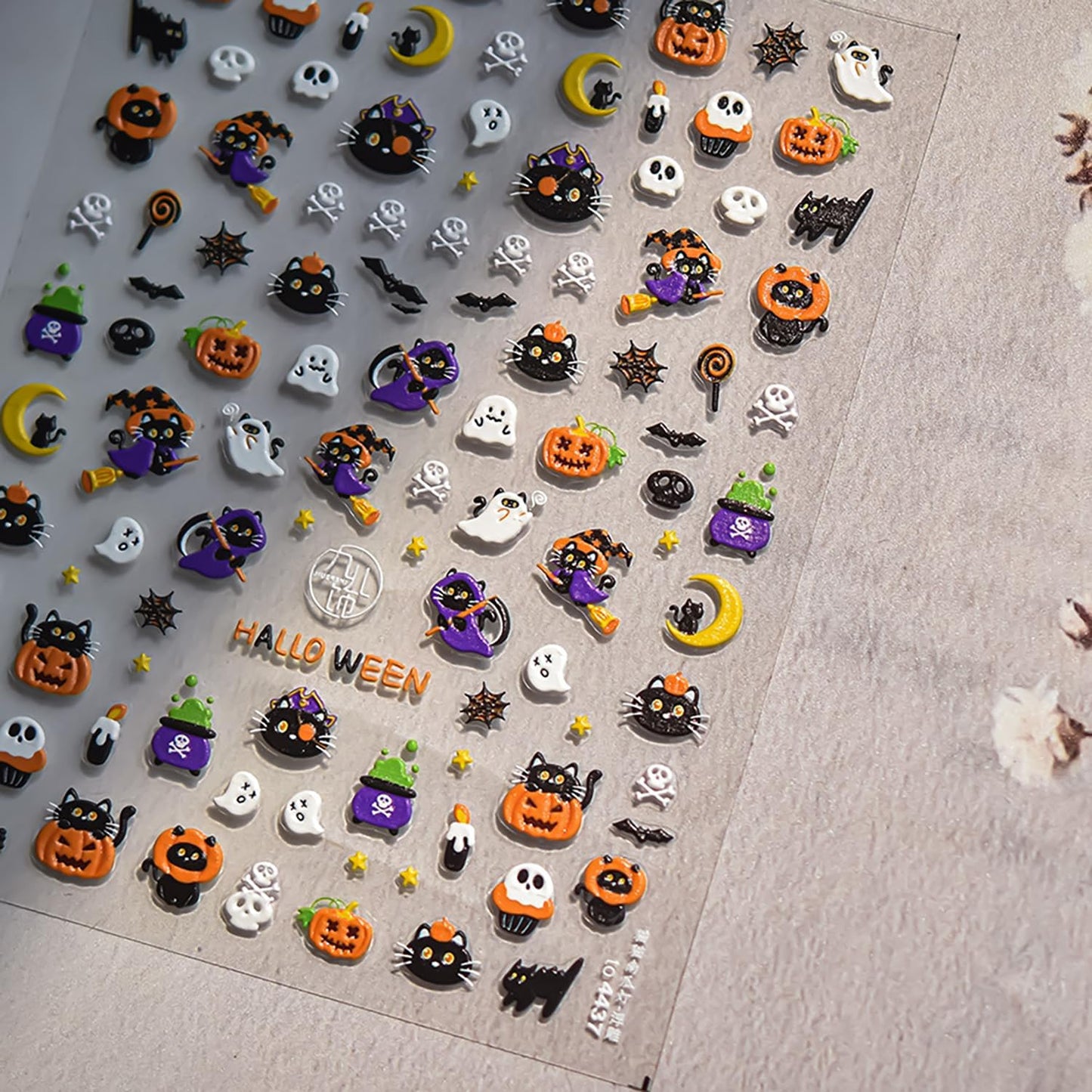 5D Embossed Halloween Nail Stickers Ghost Nail Decals for Acrylic Nails Designs Cute Bat Cat Pumpkin Nails Art Stickers Self Adhesive Halloween Nail Art Supplies for Women Nail Manicure