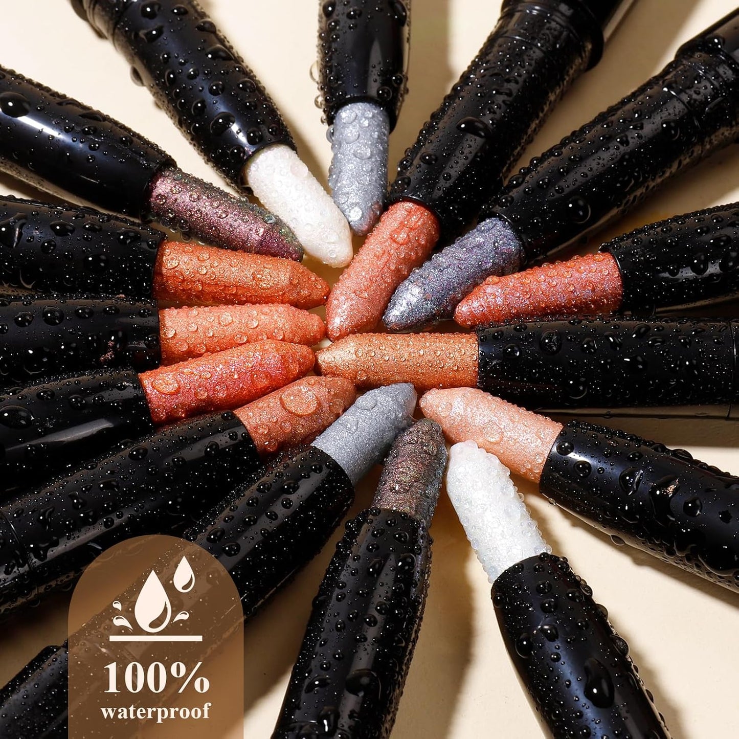 Longwear Cream Eye Shadow Sticks(05 Sunset Shimmer),Smudge-Proof, Waterproof Eyeshadow,Silky Formula Glitter With Makeup Brush,Pink Eye Shadow Stick
