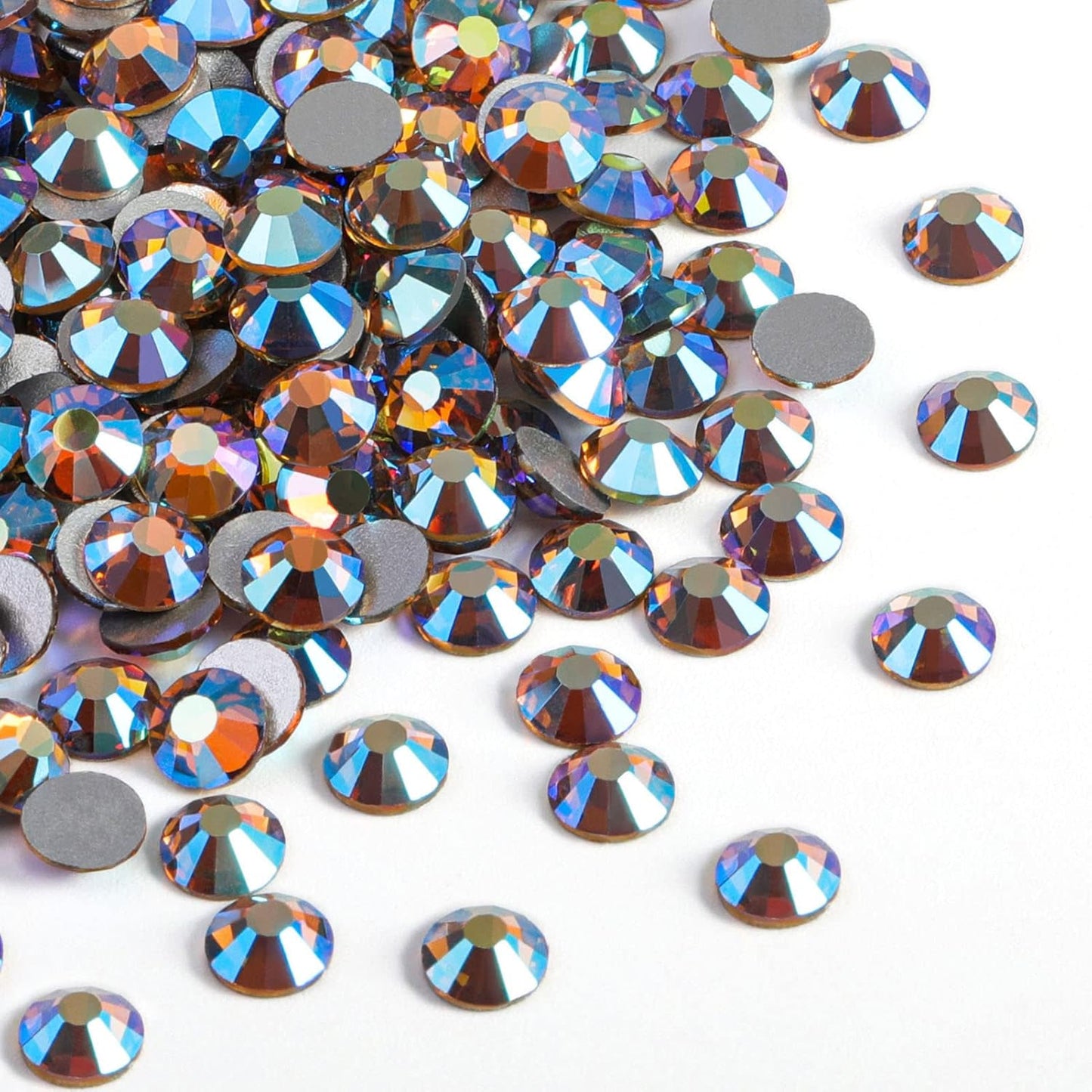 beadsland 1440 Pieces Flat Back Crystal Rhinestones Round Gems, Lt.Colorado Topaz AB,SS10,2.7-2.9mm