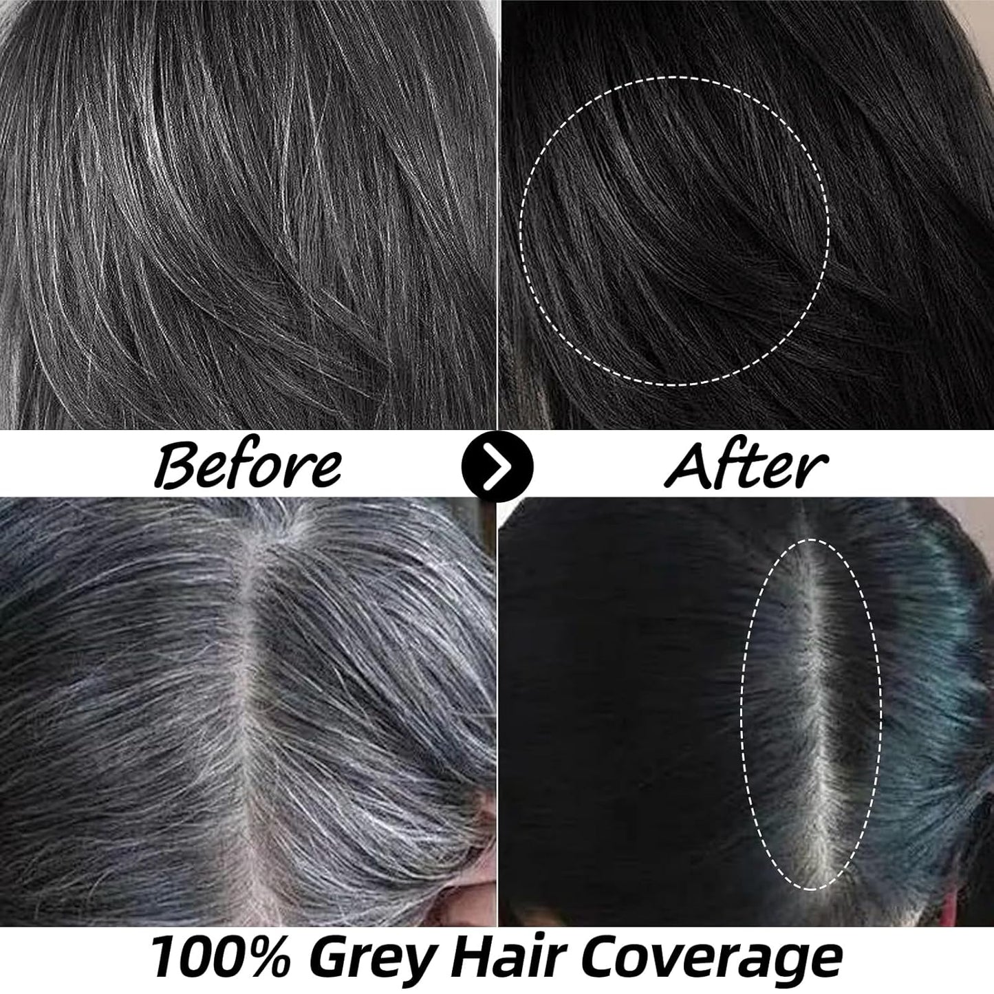 Instant Permanent Hair Color Dye Shampoo Ampoule - Paraben-Free, 5-Minute Easy and Fast Coloring, Keratin & Collagen, Made in Korea (Fine Black)