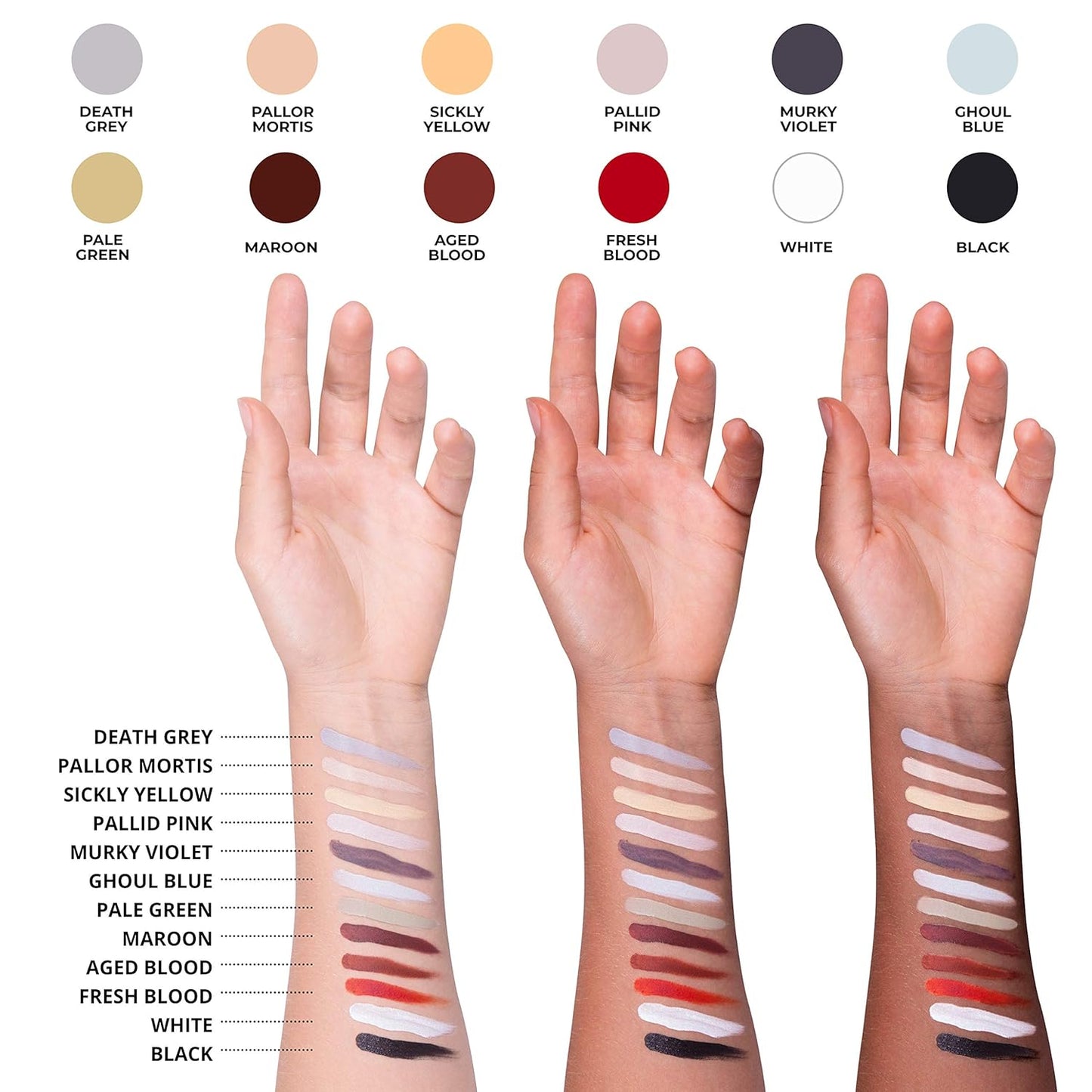 12-Color Death FX Cream Palette, Professional Quick Drying Waterproof SFX Makeup for the Stage, Film, Costumes, Cosplay, Halloween