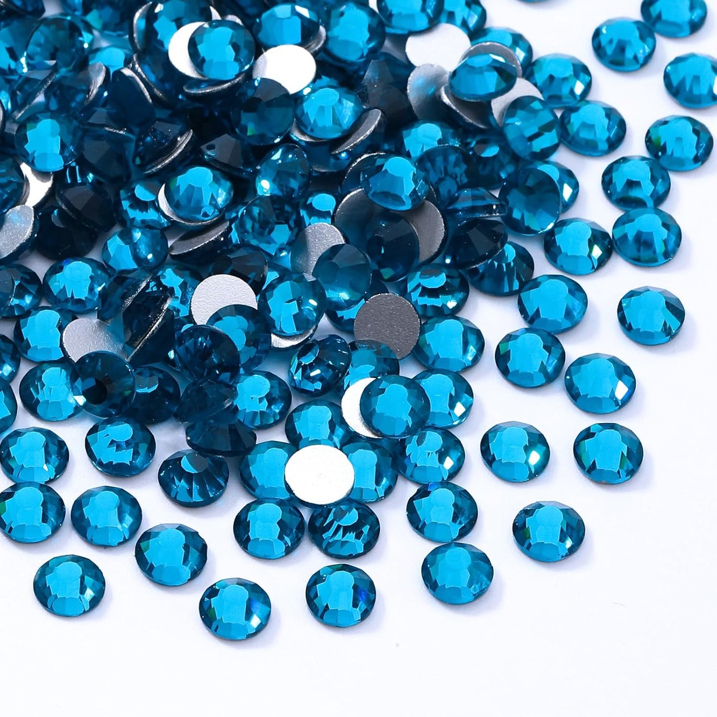 Malachite Blue Flatback Rhinestones, Glass Rhinestones for Nail Art and Craft, Glue Fix, Loose Crystal Gemstones(Malachite Blue, SS20, 1440pcs, 4.6-4.8mm)