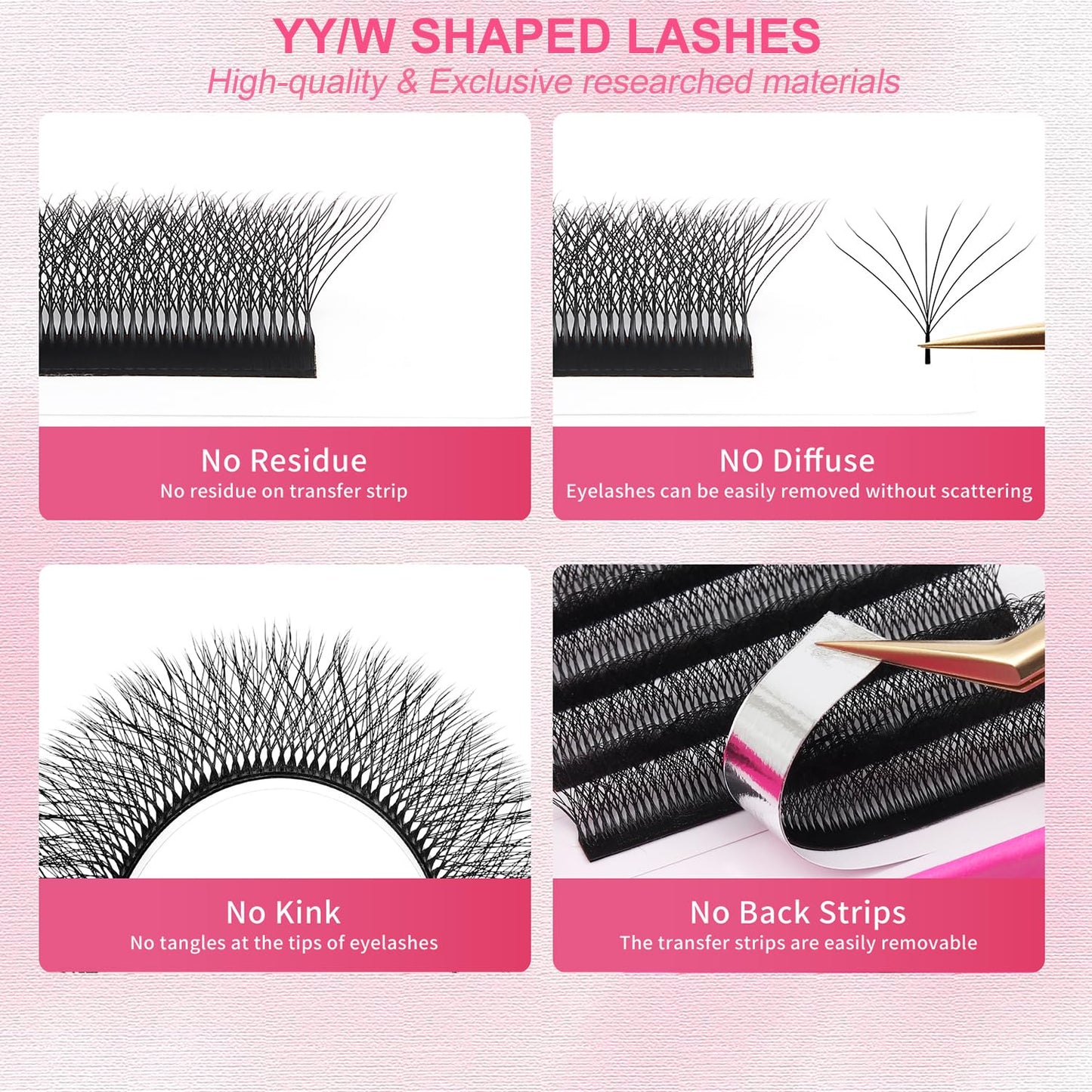 W Lash Extensions Supplies 8D Eyelash Extensions W Shape 0.07mm Thickness C Curl 13mm Premade Fans Easy Fan Lashes Volume Matte Black 12 Rows Crisscross Eye Lashes(W-8D-0.07-C,13mm)