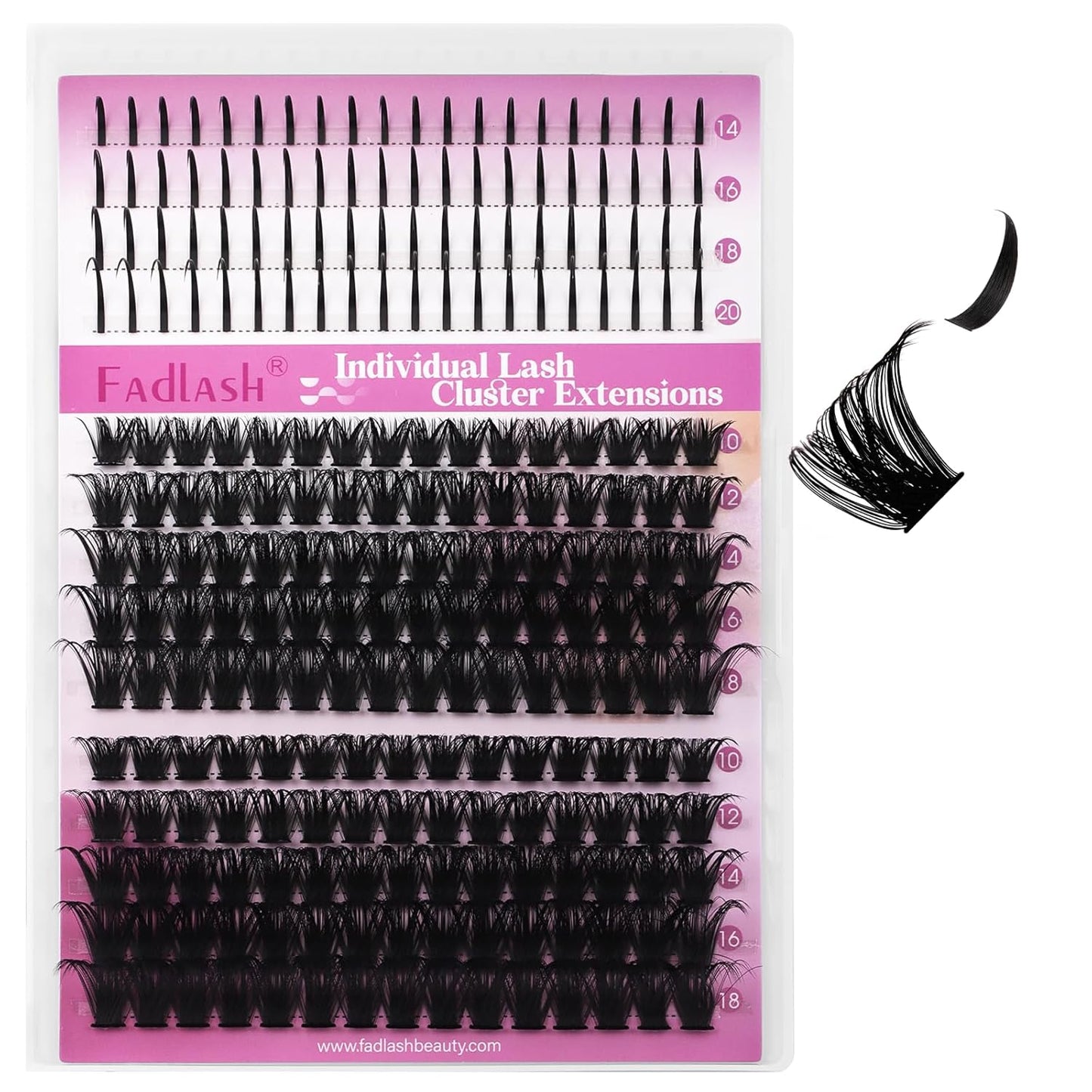 Lash Clusters 80D+100D Eyelash Clusters 10-18mm Spikes 14-20mm Thick Volum Manga Lashes with D Curl DIY Fairy Lash Clusters with Spikes by FADLASH