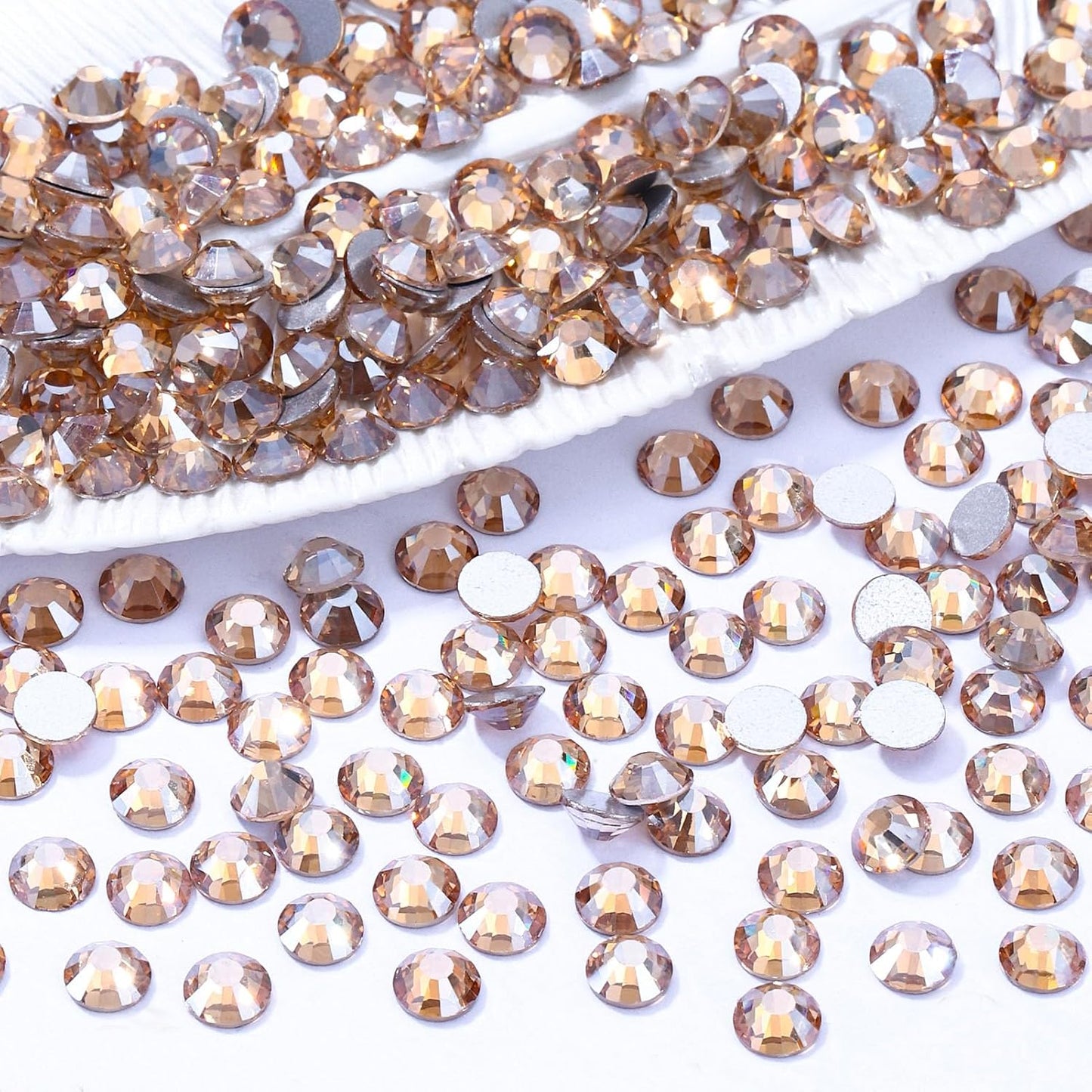 Gold Shadow Flatback Rhinestones, Glass Rhinestones for Nail Art and Craft, Glue Fix, Loose Crystal Gemstones(Gold Shadow, SS16, 1440pcs, 3.8-4.0mm)