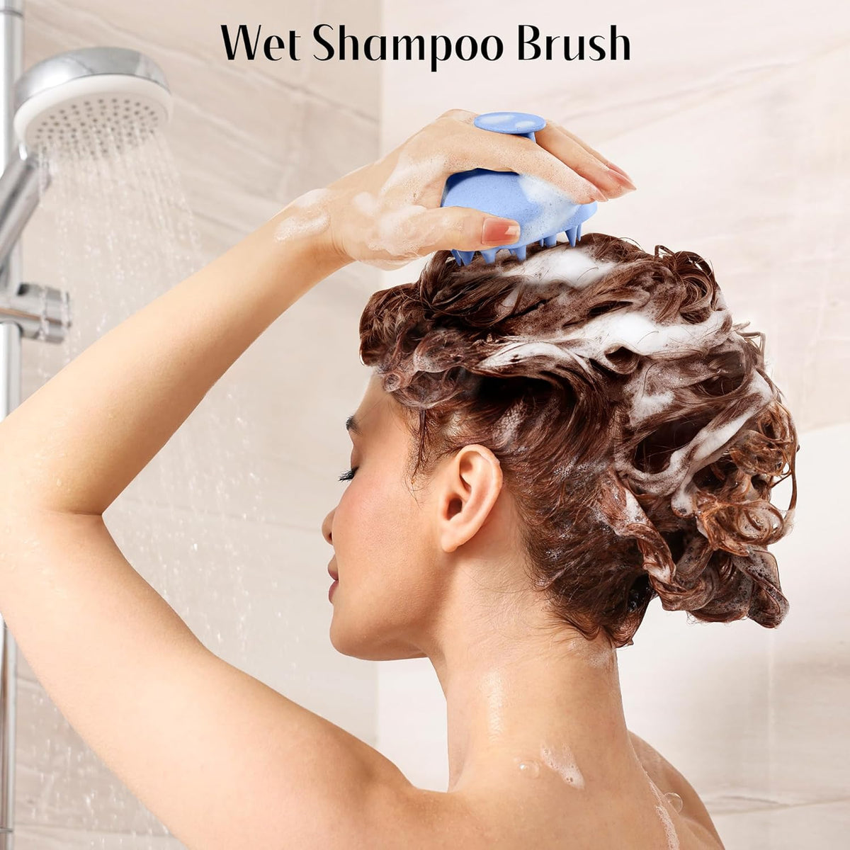 HEETA Scalp Scrubber Shampoo Brush, Scalp Massager Tool for Hair Growth, Soft Silicone Bristles for Dandruff Removal Wet Dry Use Women Men Kids Pet, Fit All Hair Types Care, Blue