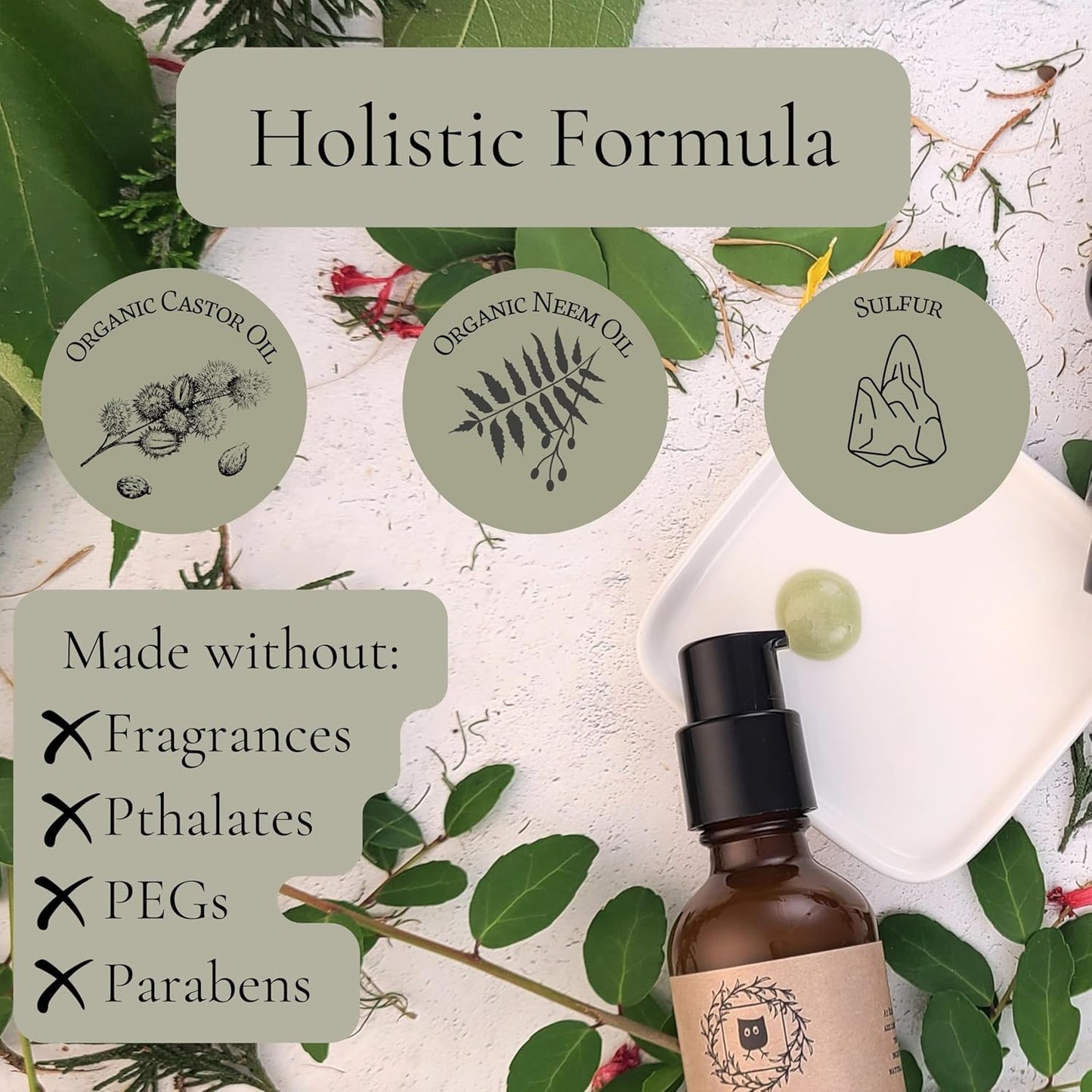 Neem & Sulfur Oil Cleanse | Natural Face Cleanser with Organic Ingredients | Hydrating & Soothing | Good for Acne & Rosacea | Non-Irritating Formula for All Skin Types | 2 oz